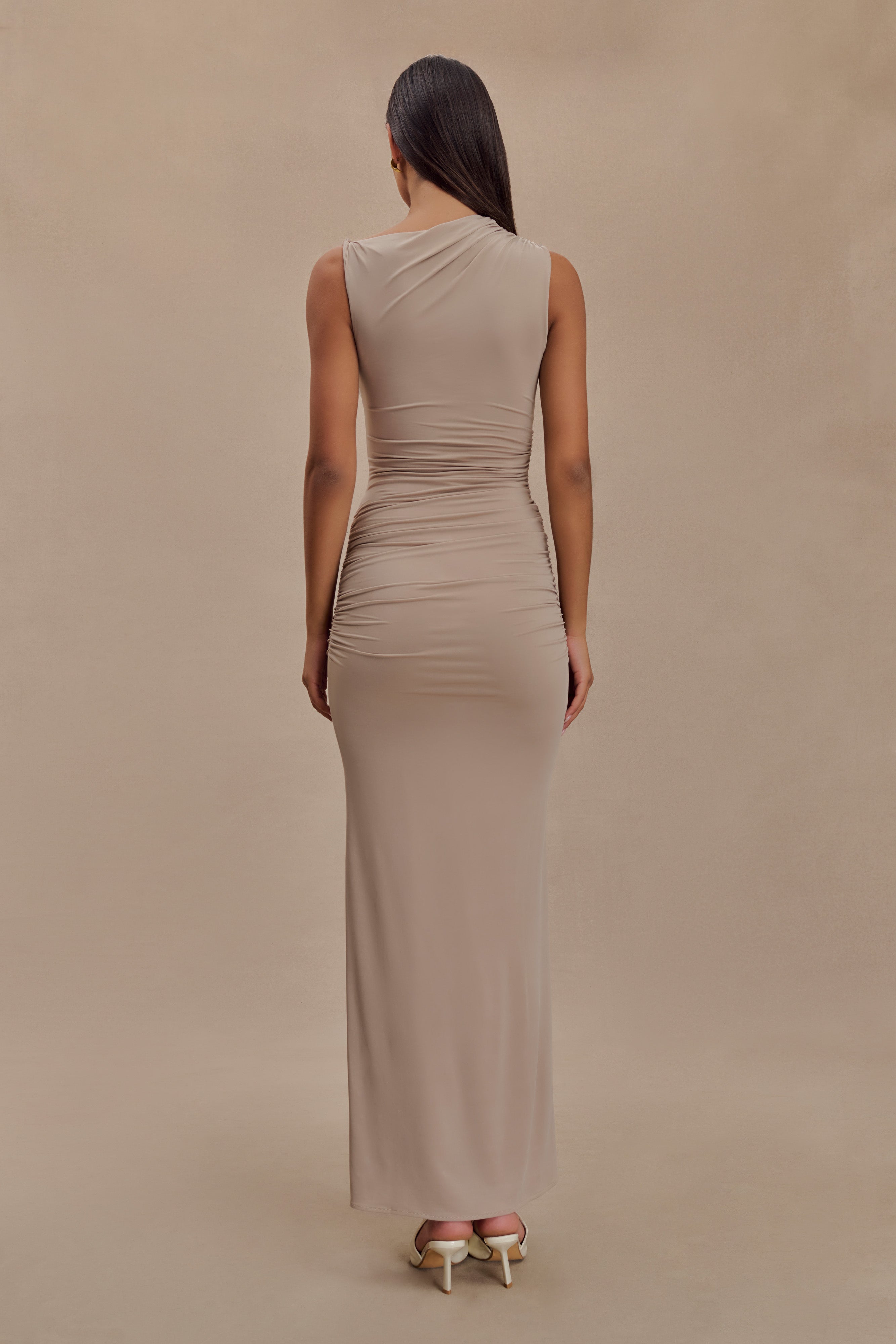 Levauro Kaia Slinky Cut Out Maxi Elbise - Taupe