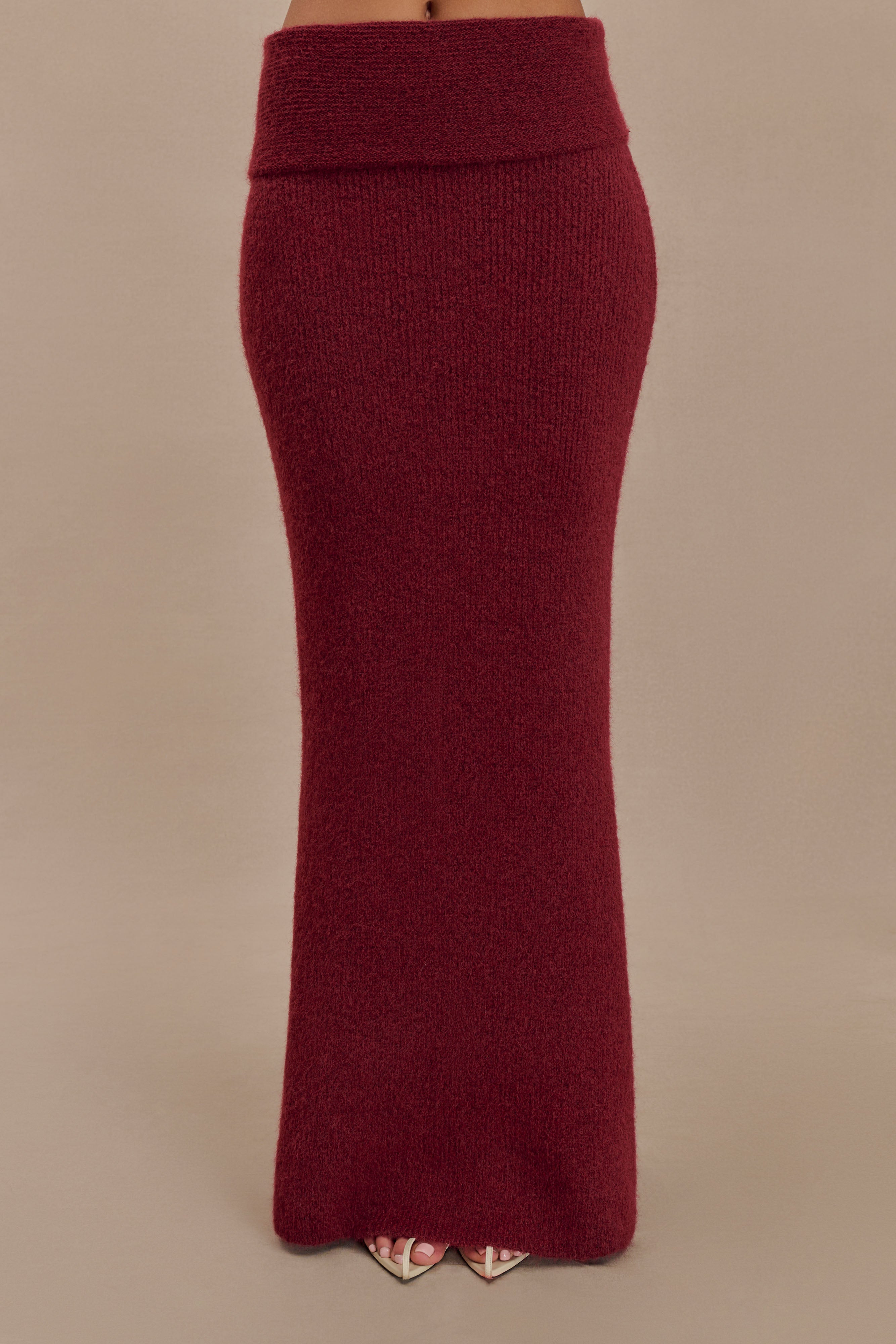 Levaru  Charlotte Örgü Uzun Etek - Merlot