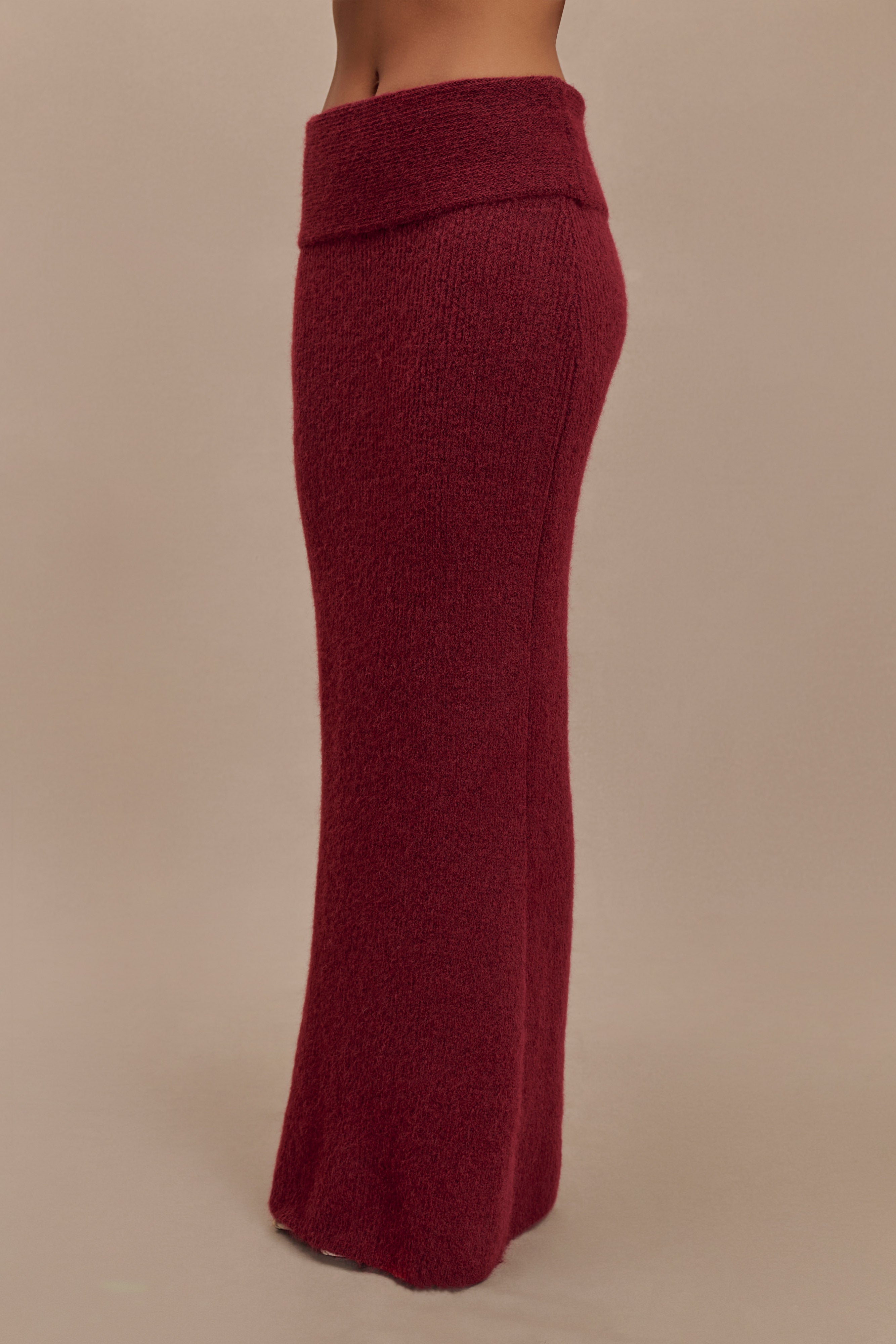 Levaru  Charlotte Örgü Uzun Etek - Merlot