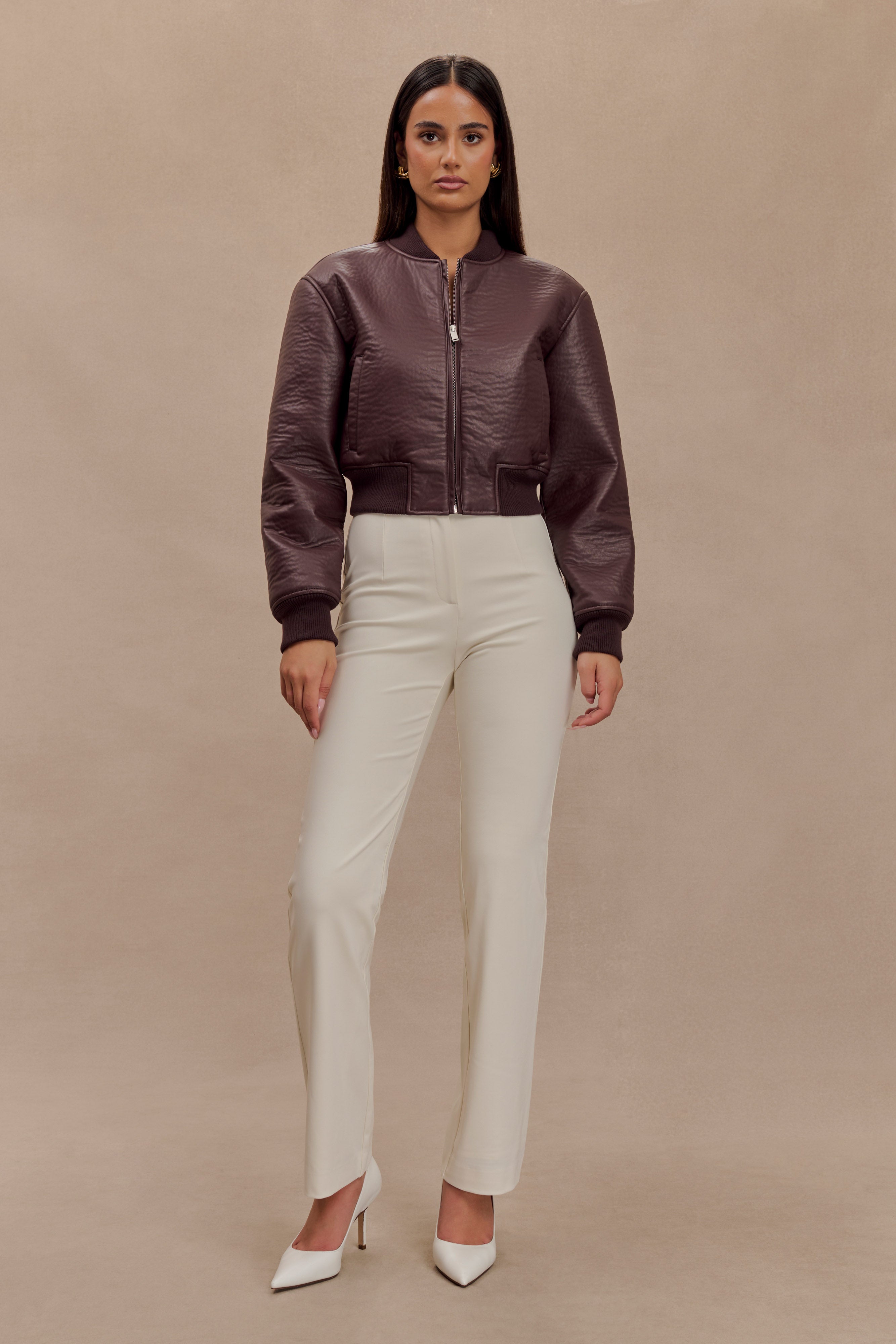 Levaru  Codi Suni Deri Bomber Ceket - Merlot