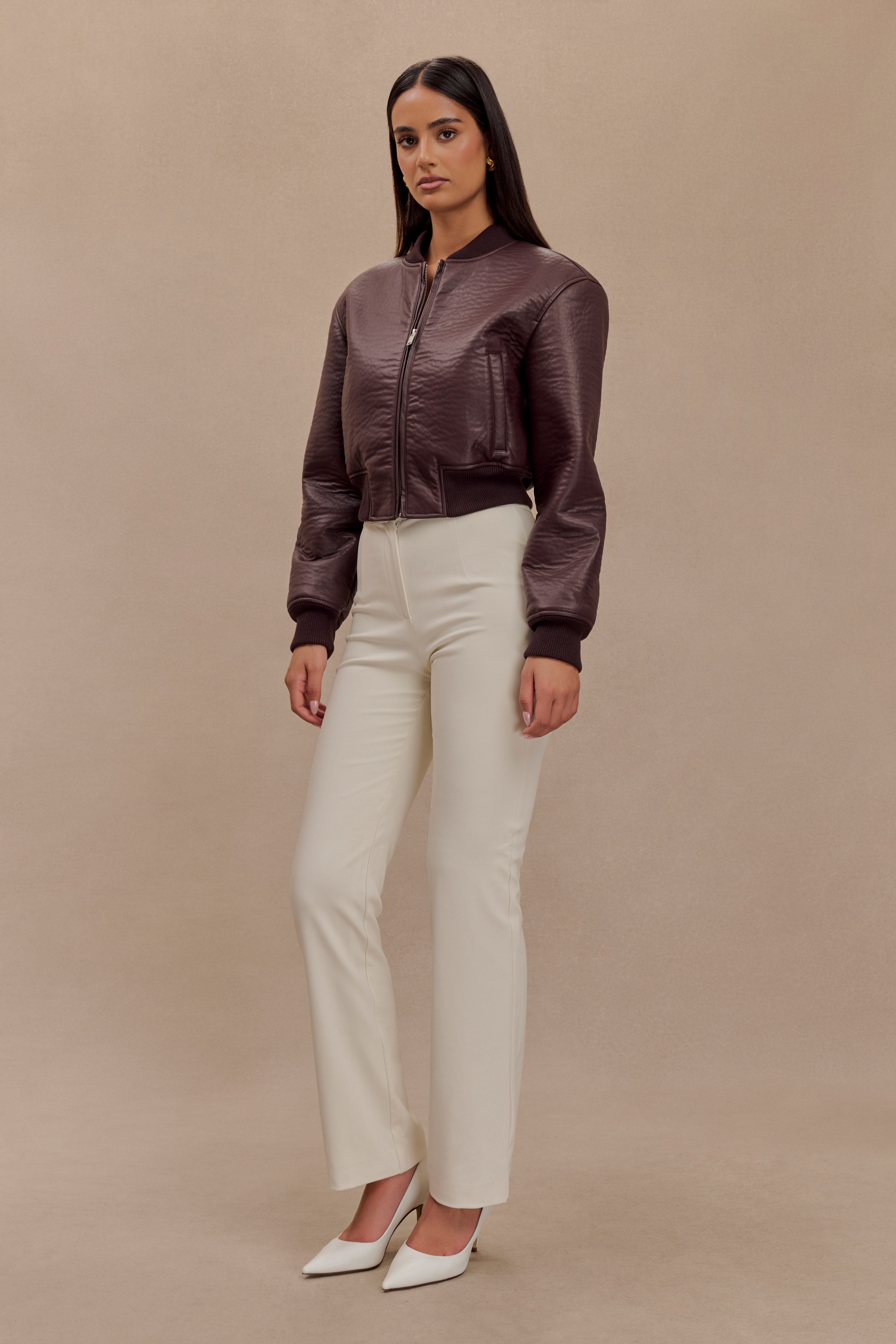 Levaru  Codi Suni Deri Bomber Ceket - Merlot