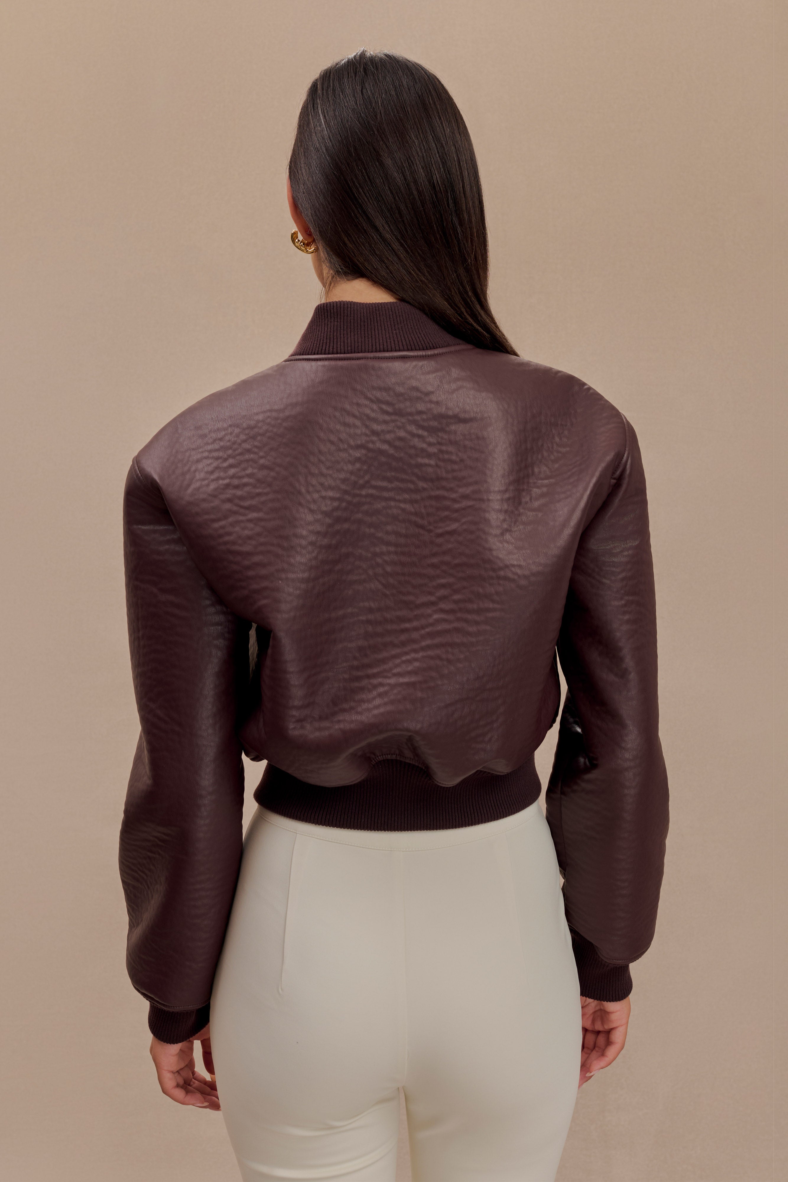 Levaru  Codi Suni Deri Bomber Ceket - Merlot