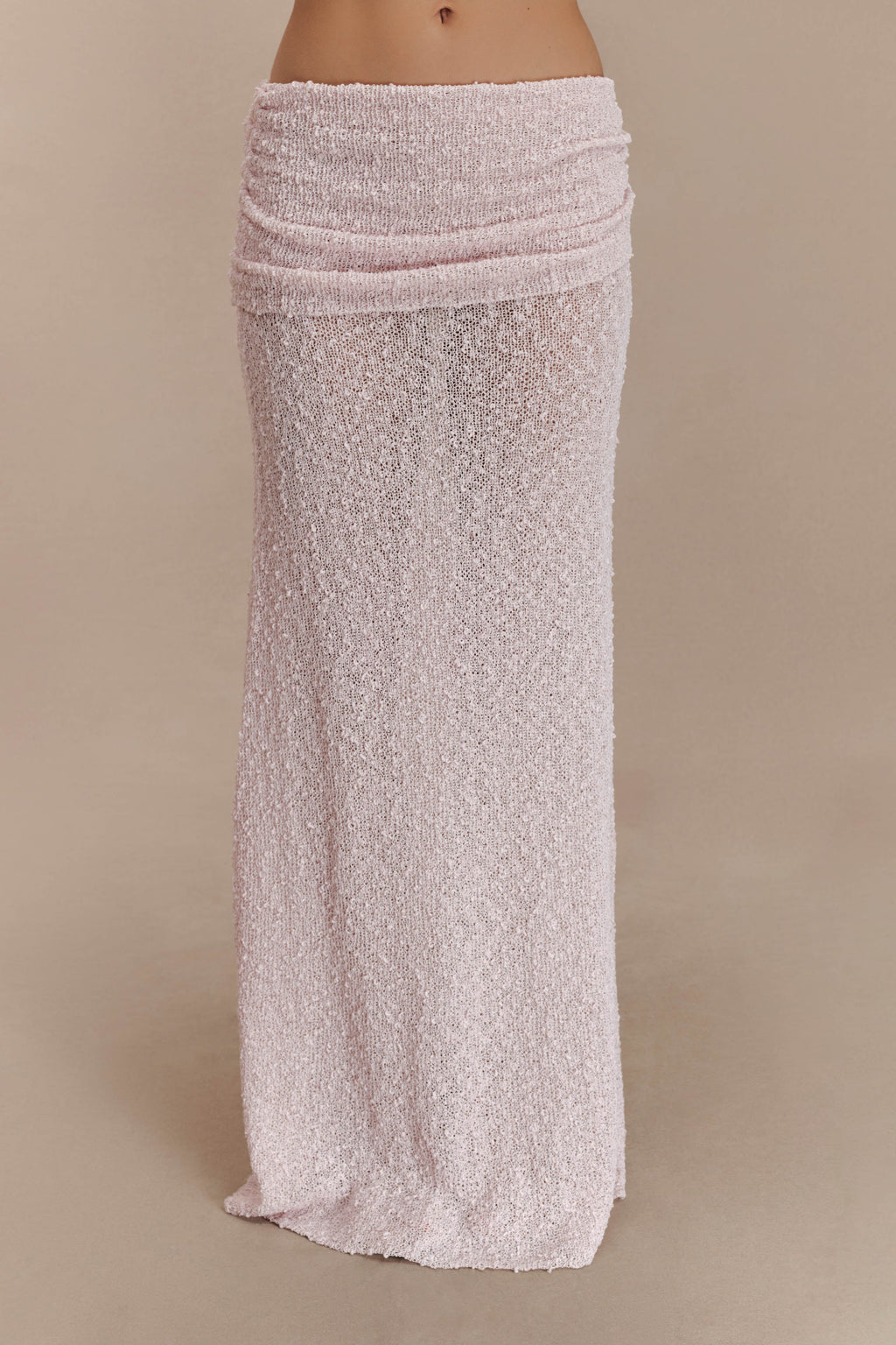 LevauroPetra Dantelli Örgü Maxi Etek - Misty Rose