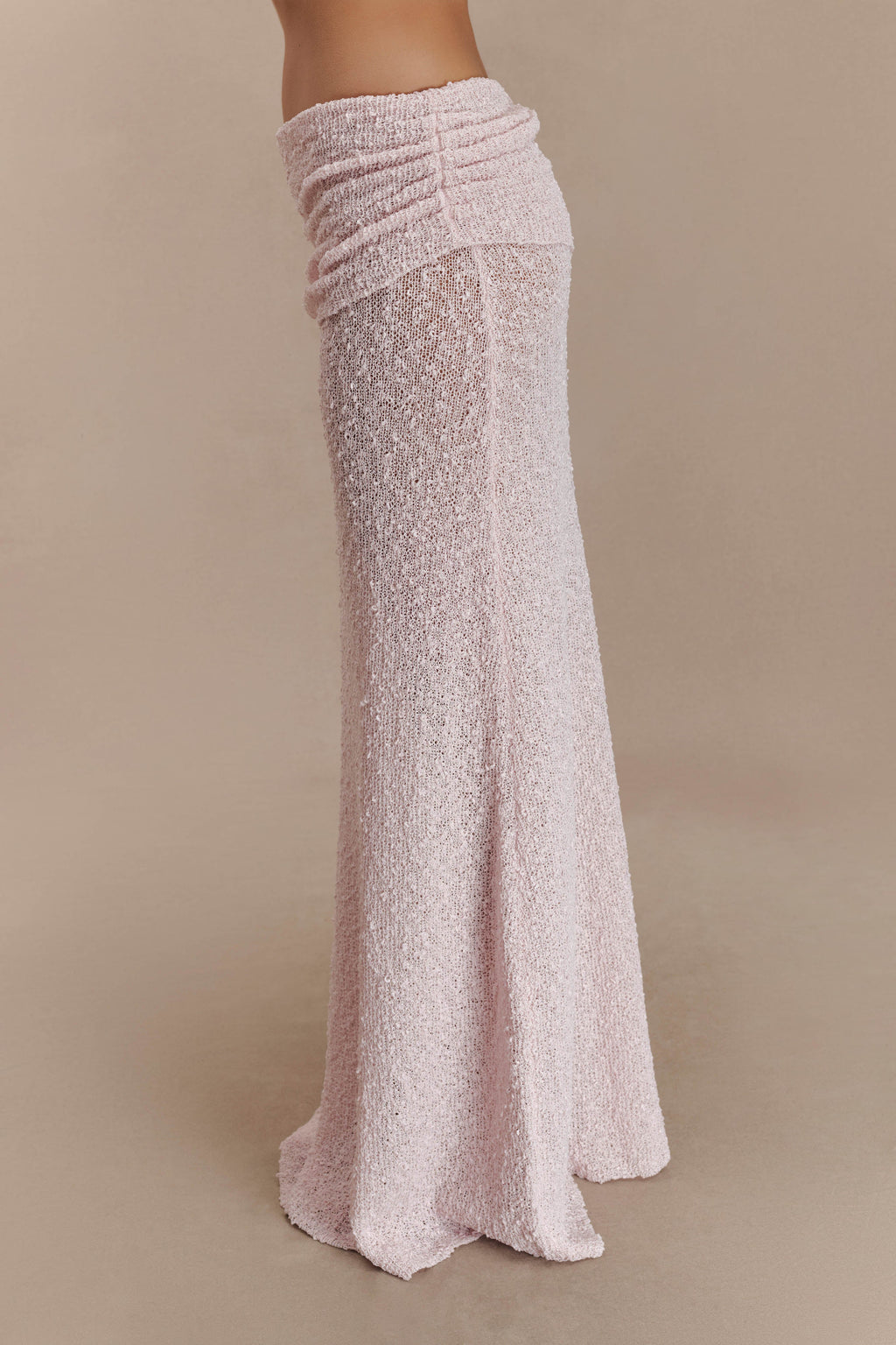 LevauroPetra Dantelli Örgü Maxi Etek - Misty Rose