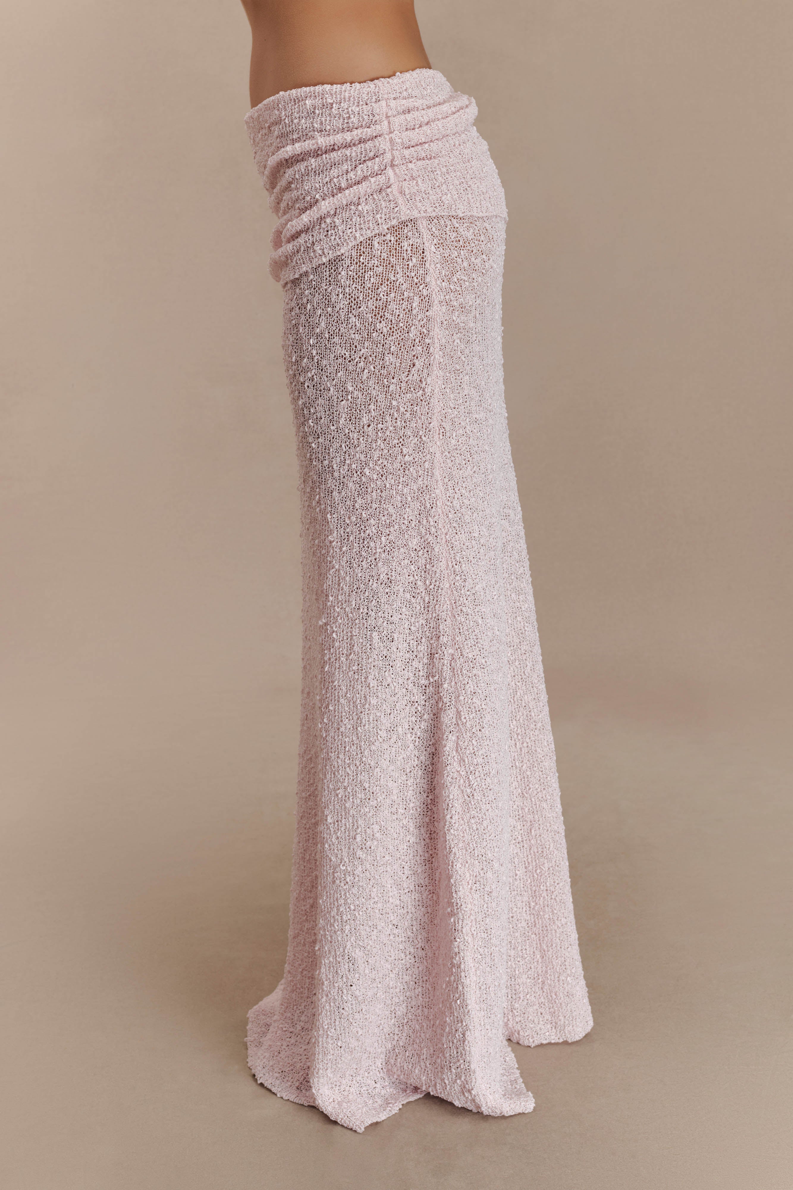 LevauroPetra Dantelli Örgü Maxi Etek - Misty Rose
