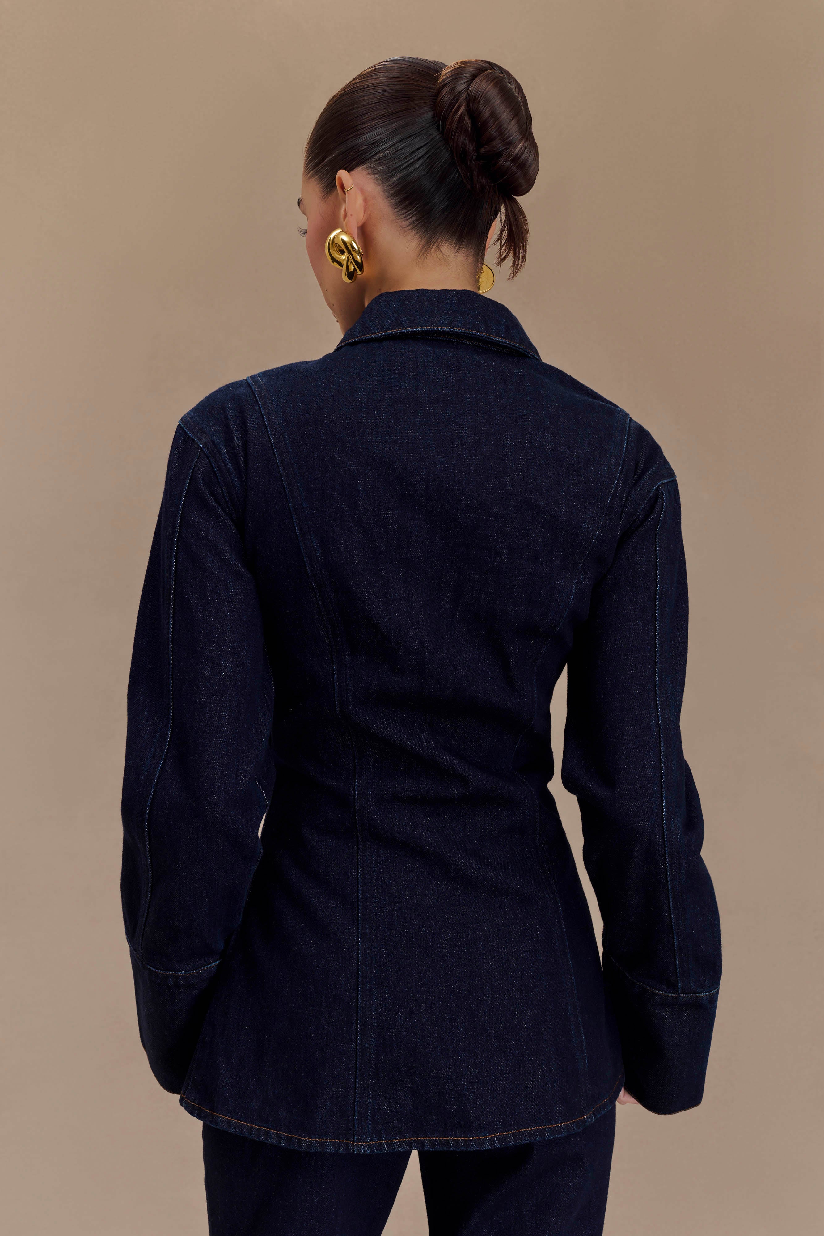 Levaru Jericho Asimetrik Denim Gömlek - İndigo Mavi