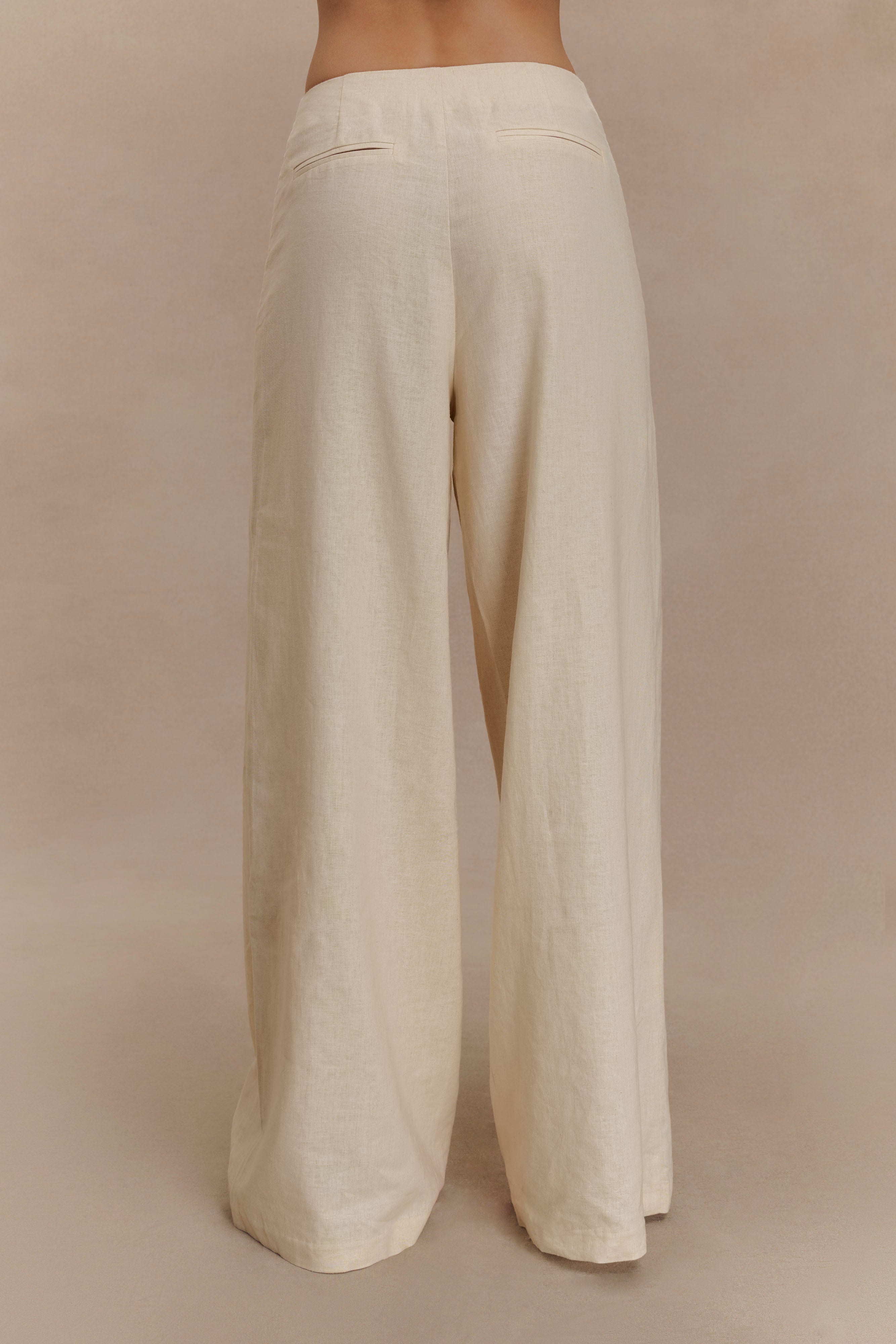 Levauro Brandi Keten Düz Paça Pantolon - Wheat Marle