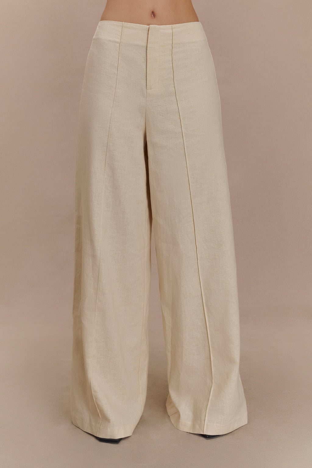 Levauro Brandi Keten Düz Paça Pantolon - Wheat Marle