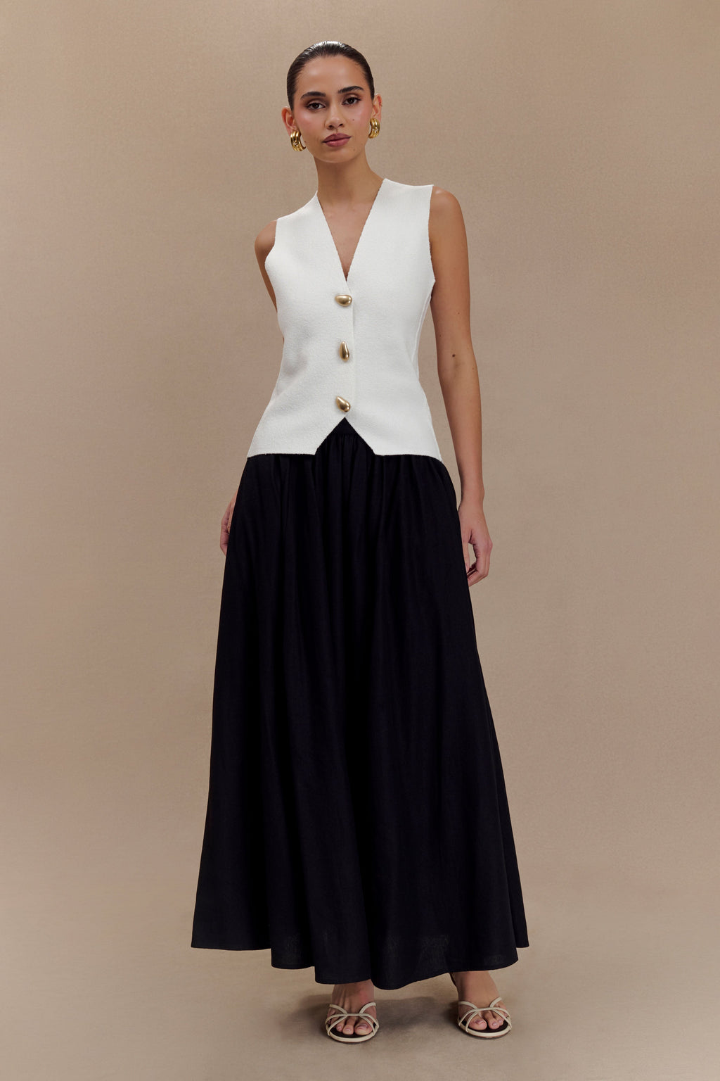 Levauro Clarence Keten A-Line Maxi Etek - Siyah
