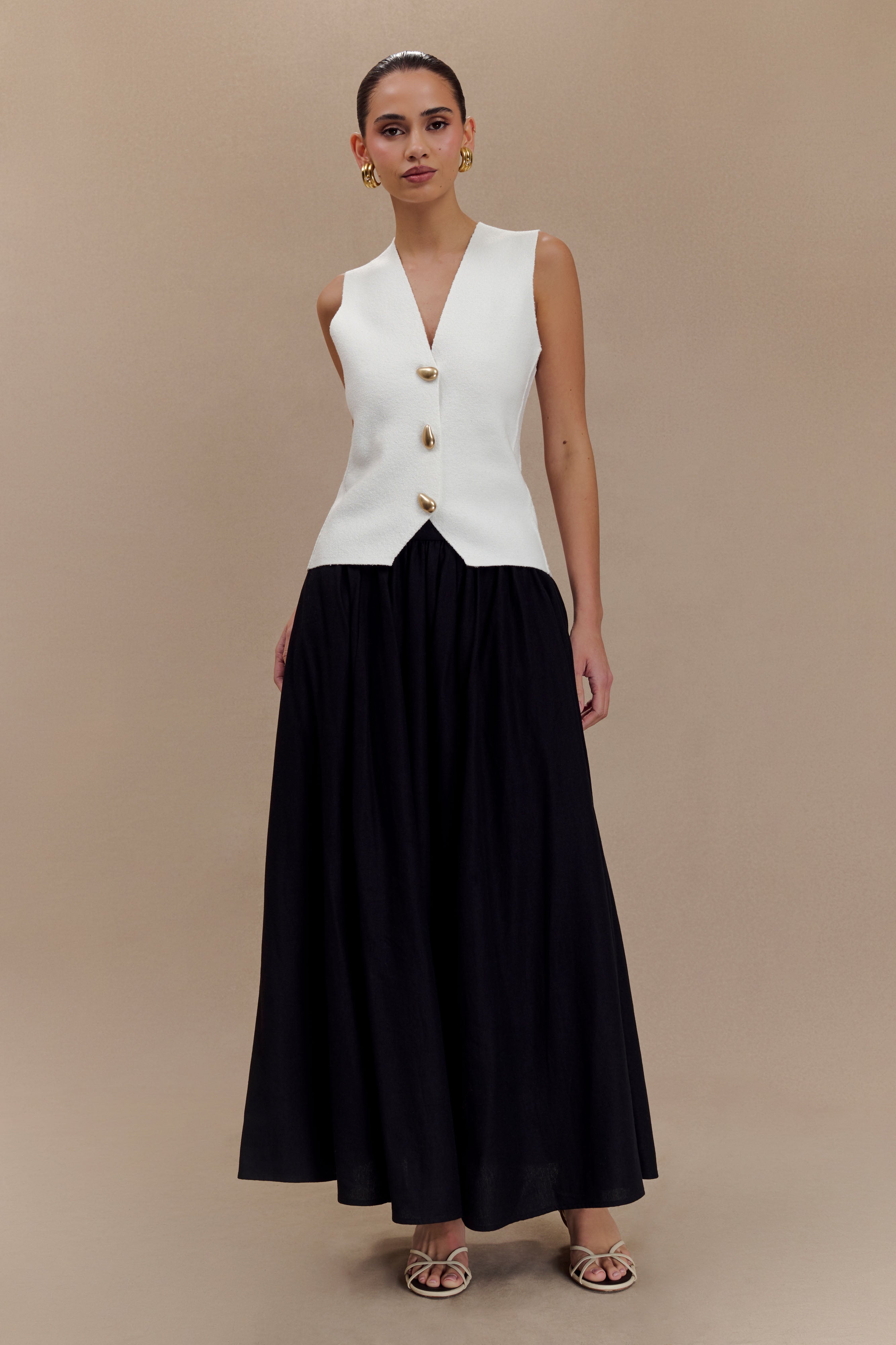 Levauro Clarence Keten A-Line Maxi Etek - Siyah