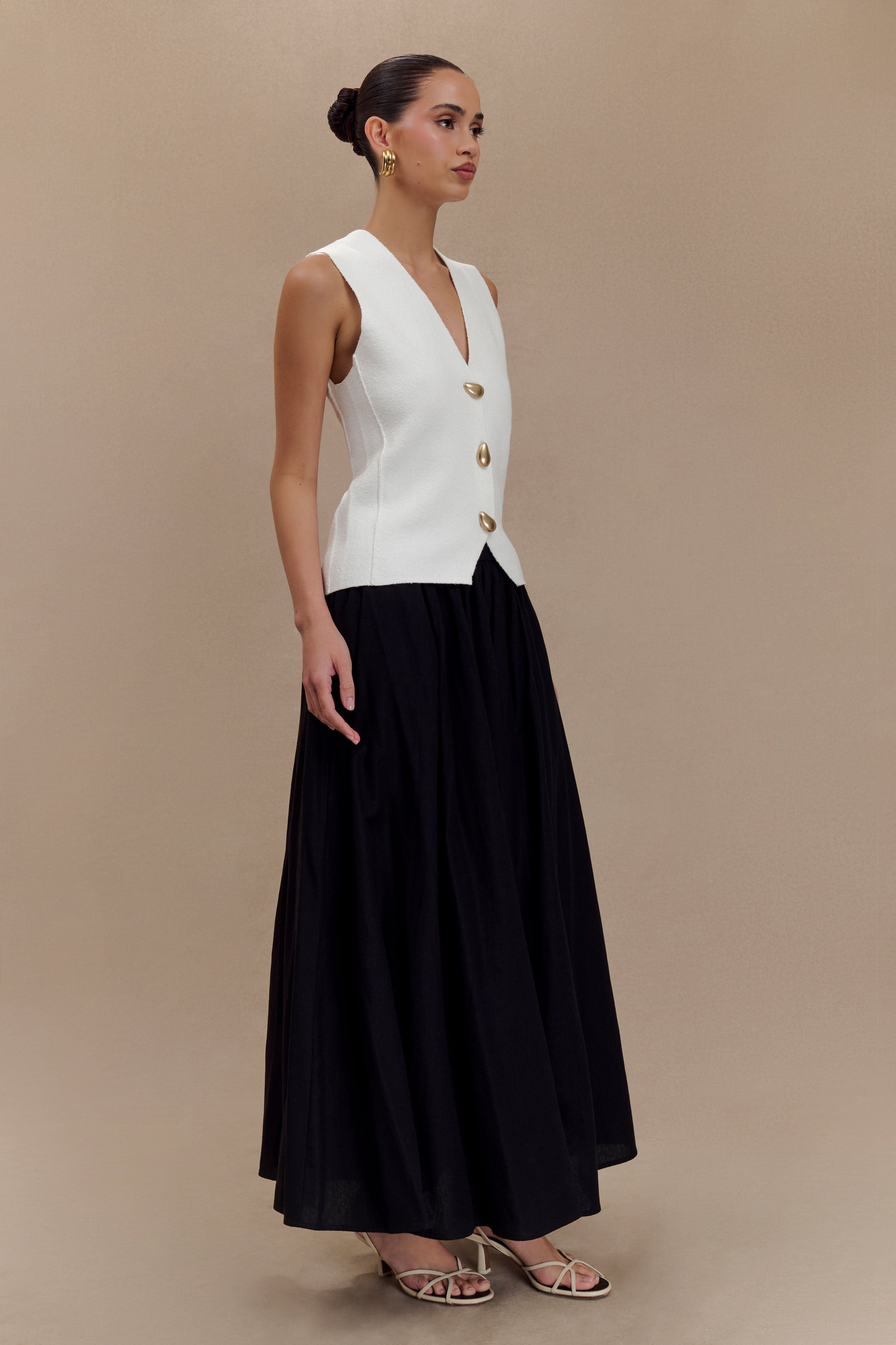 Levauro Clarence Keten A-Line Maxi Etek - Siyah