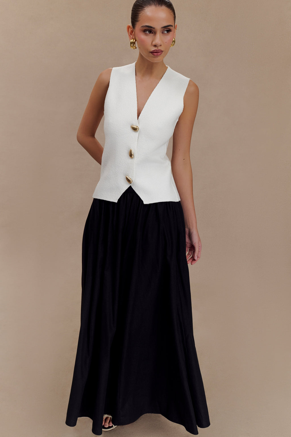 Levauro Clarence Keten A-Line Maxi Etek - Siyah