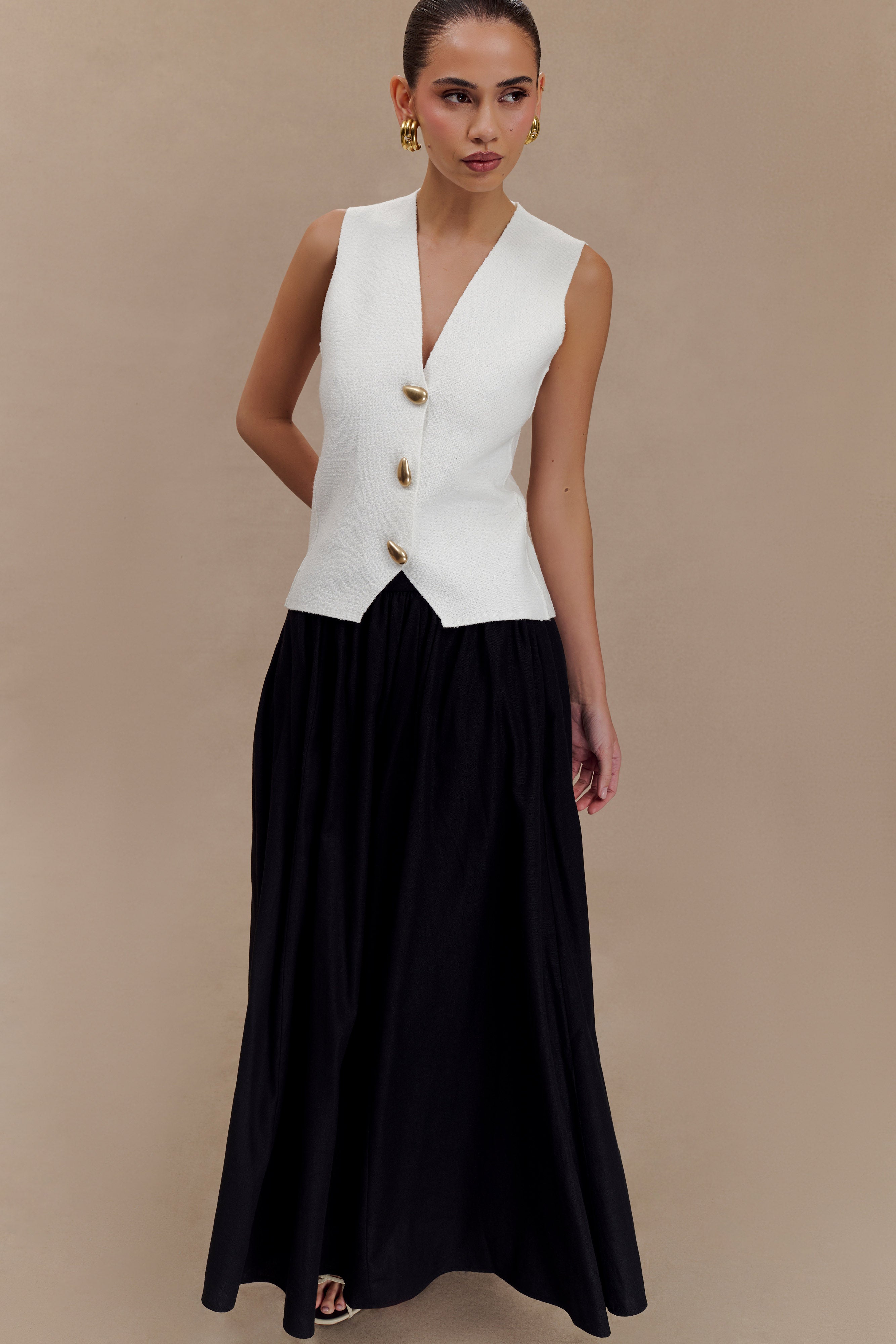 Levauro Clarence Keten A-Line Maxi Etek - Siyah