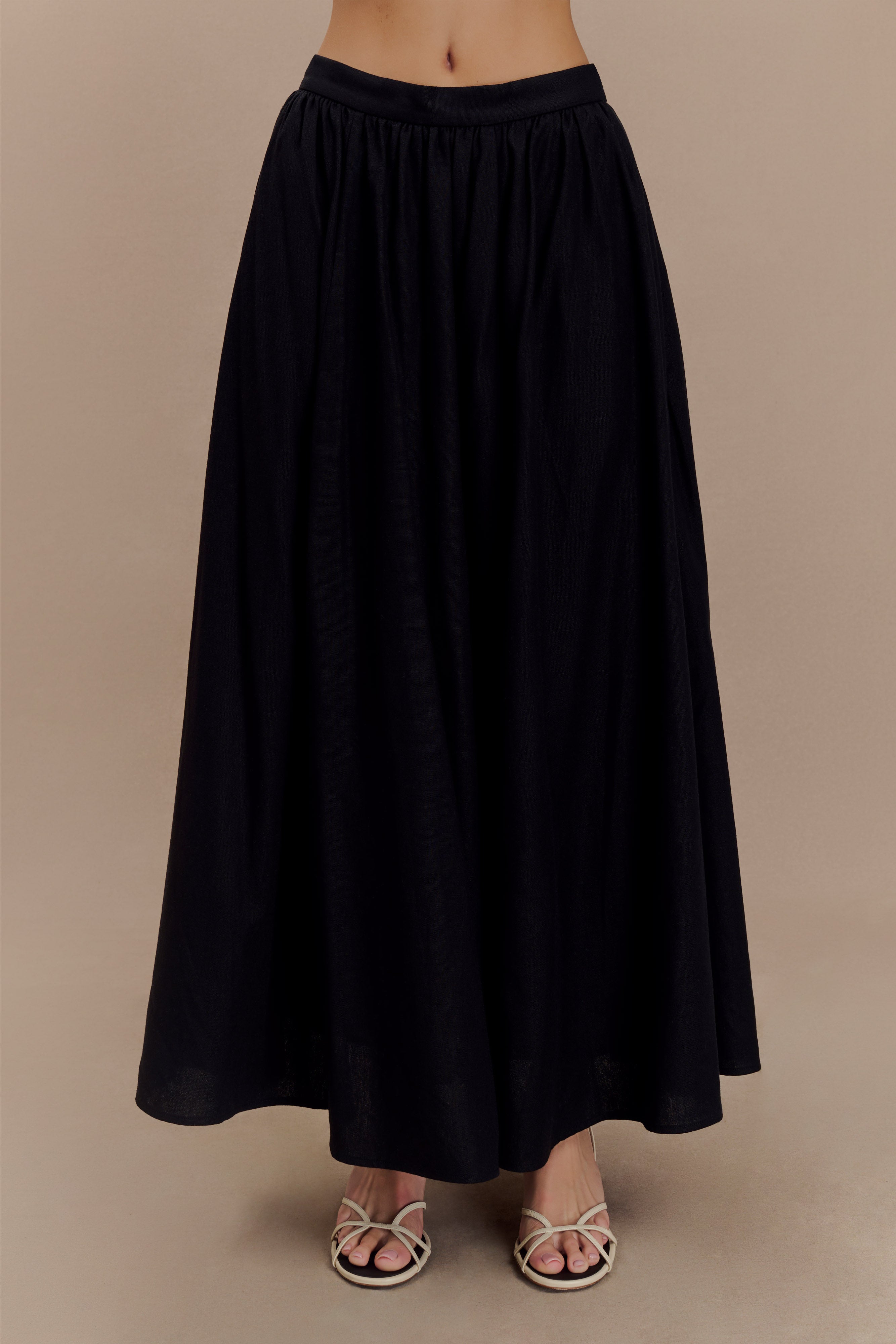 Levauro Clarence Keten A-Line Maxi Etek - Siyah