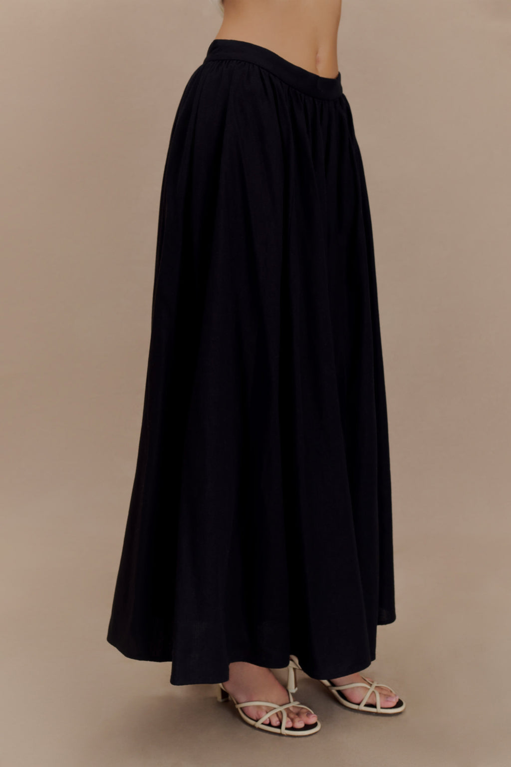 Levauro Clarence Keten A-Line Maxi Etek - Siyah
