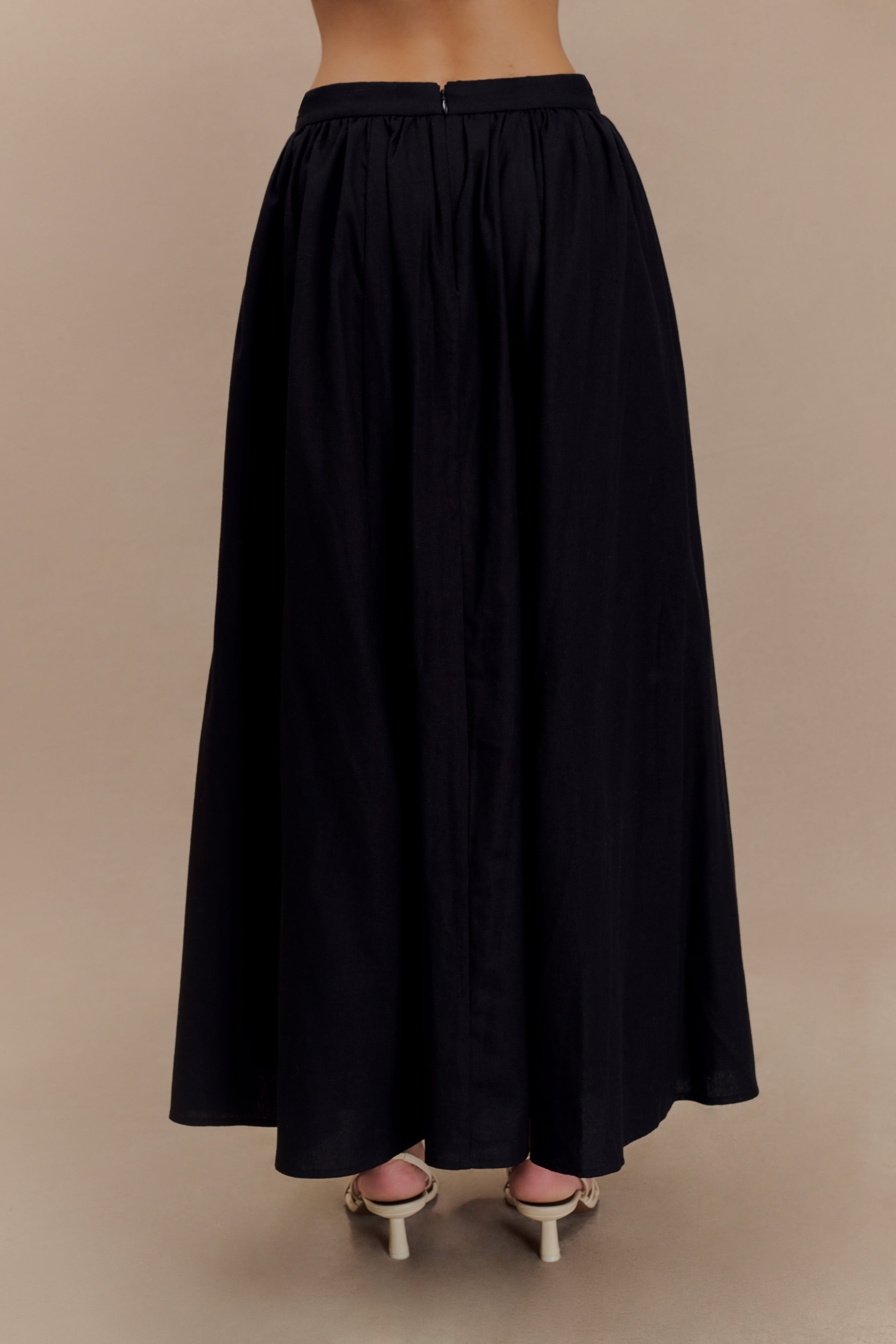 Levauro Clarence Keten A-Line Maxi Etek - Siyah