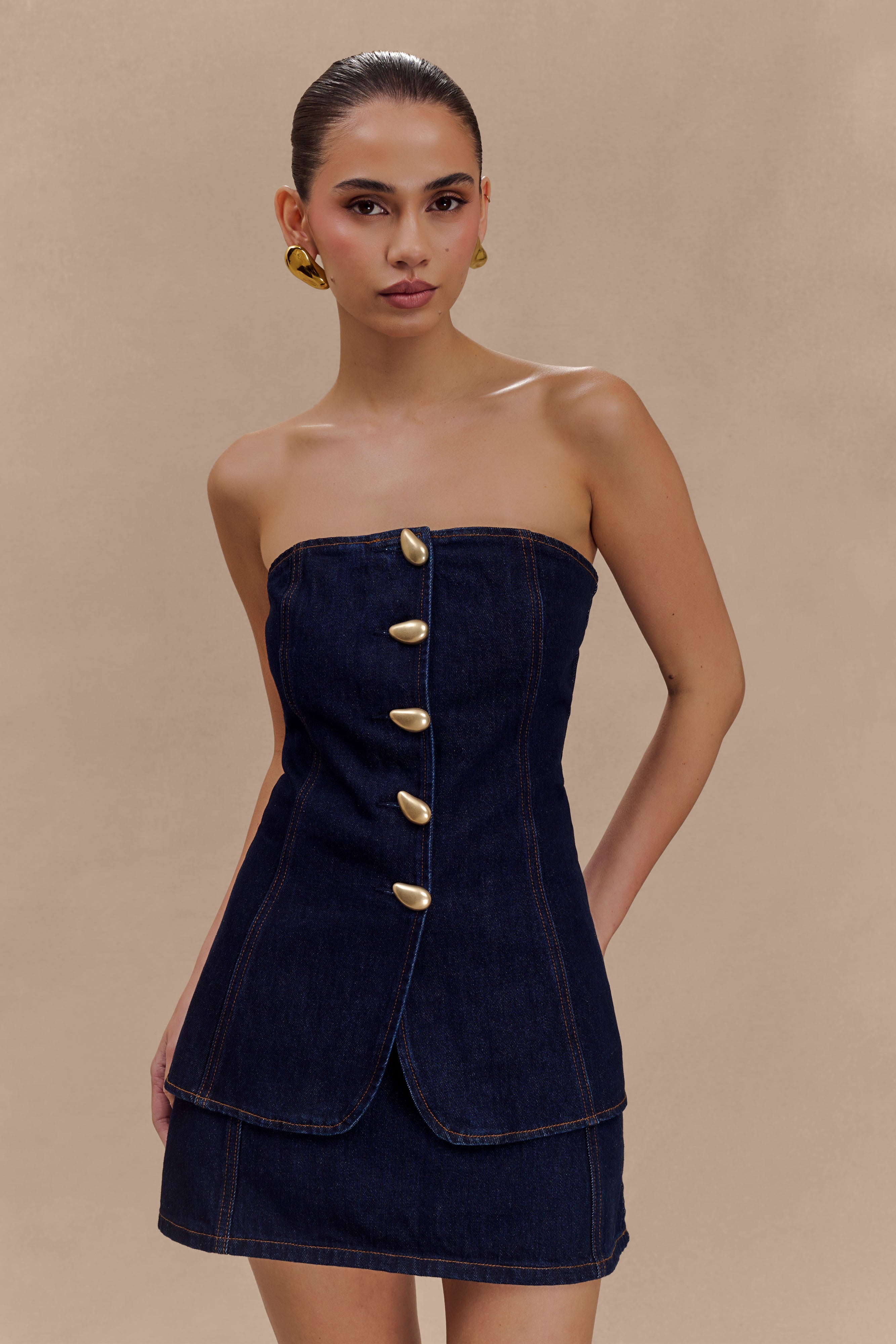 Levauro  Rosalyn Mini Denim Şort - İndigo Mavi
