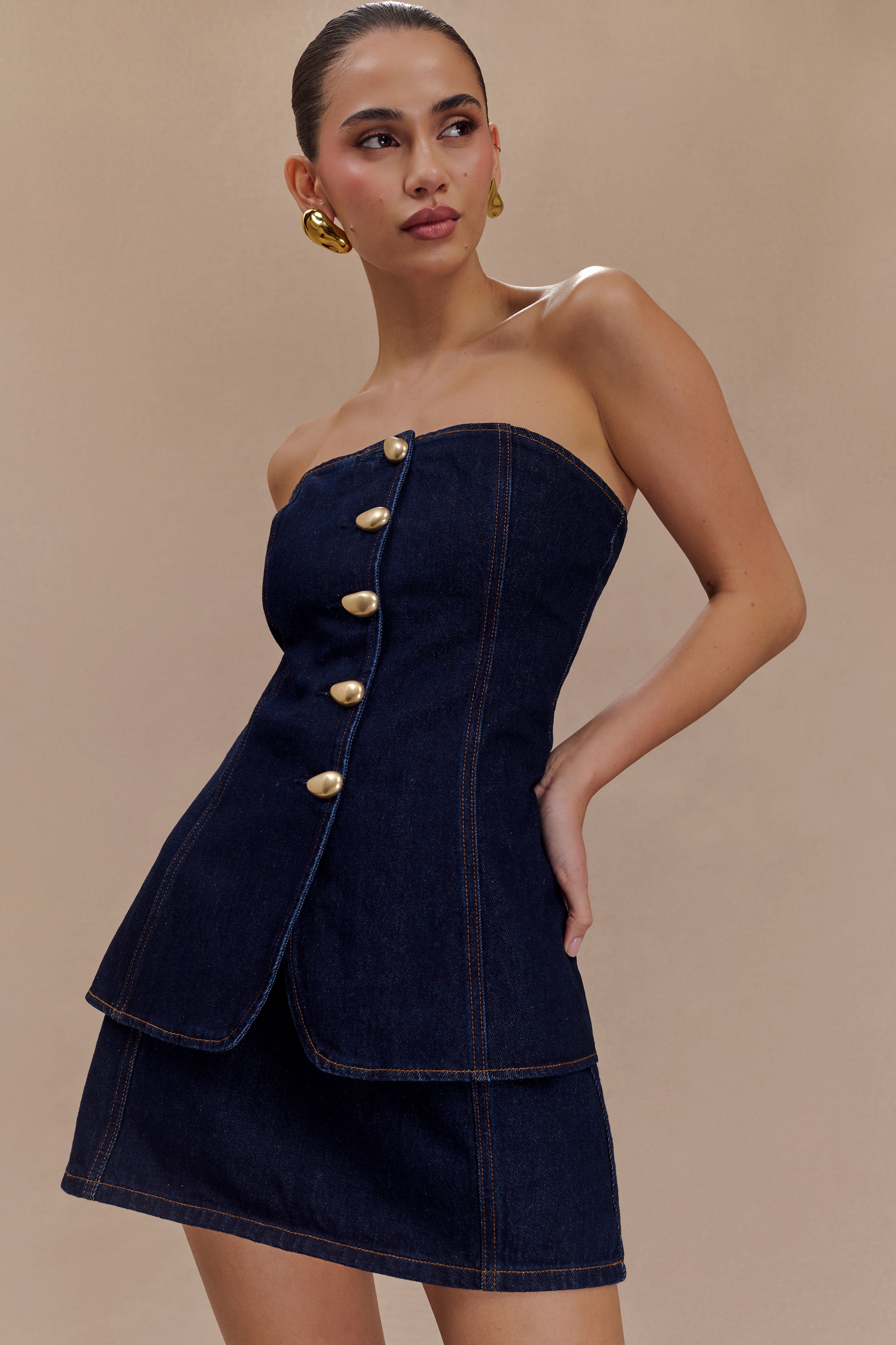 Levauro  Rosalyn Mini Denim Şort - İndigo Mavi