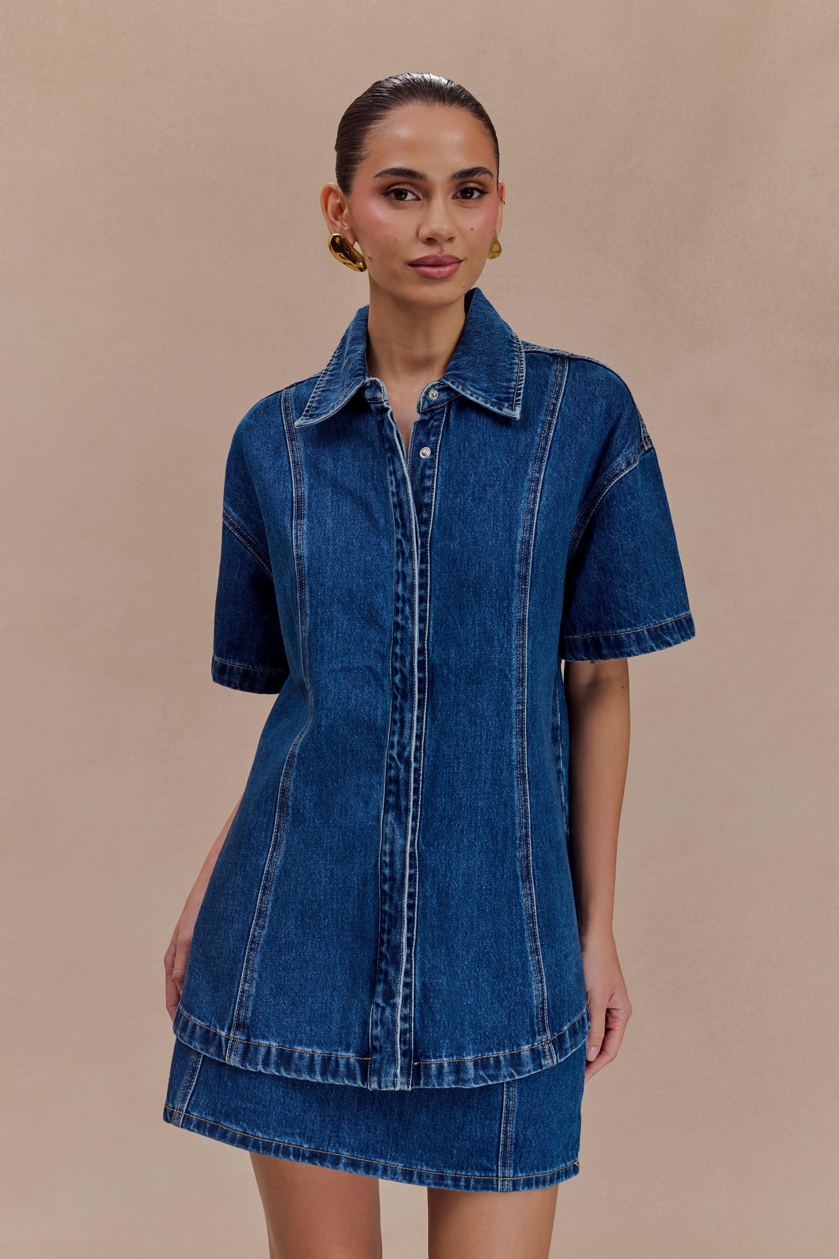 Levauro Maya Oversize Kot Gömlek - Lacivert