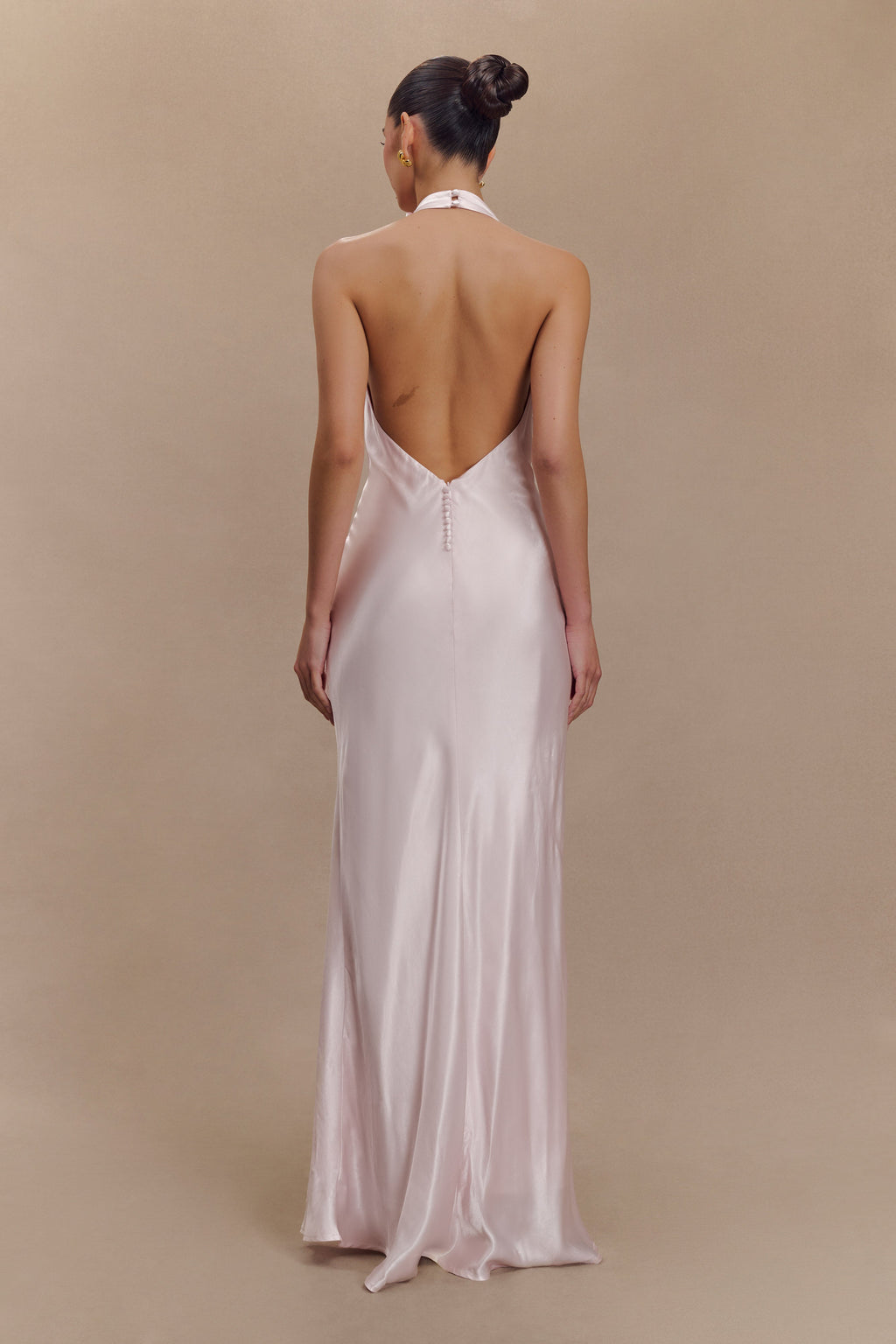 Levauro  Esther Yanardöner Saten Cowl Maxi Elbise - Soluk Pembe