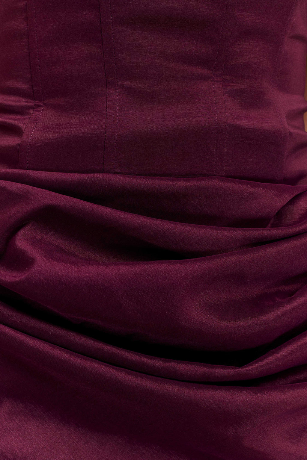 Levauro Sasha Tafta Straplez Korse Mini Elbise - Mürdüm