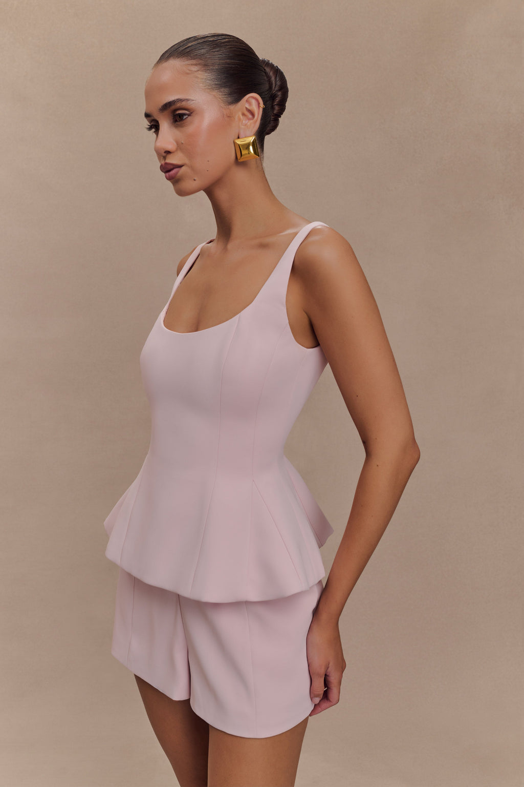 Levauro Korrie Suit Peplum Üst - Pudra Pembesi