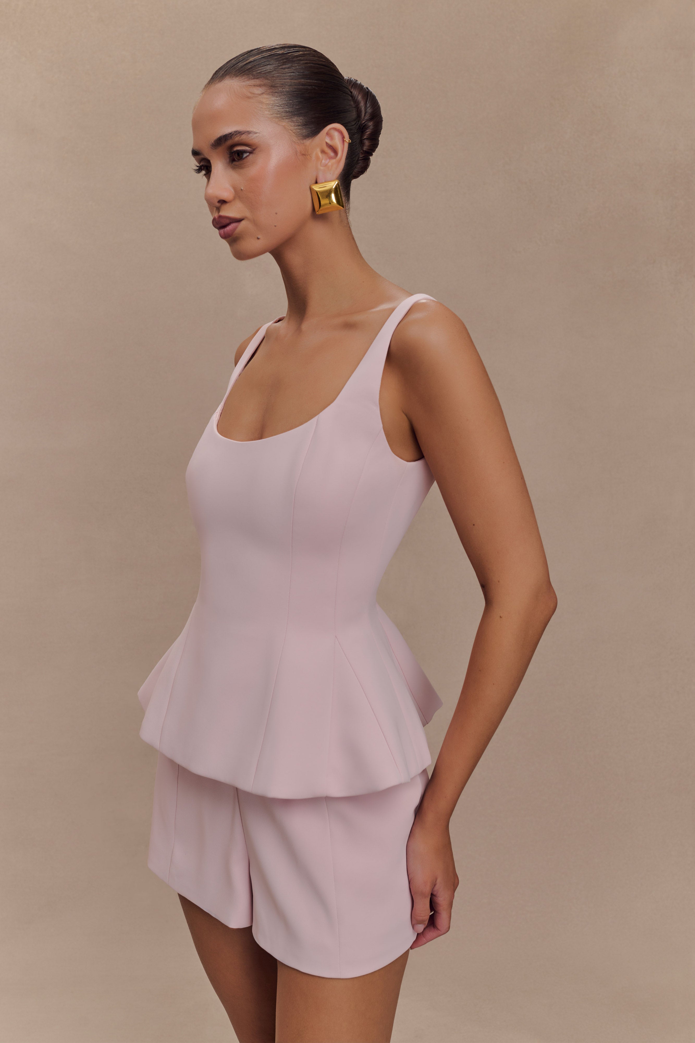 Levauro Korrie Suit Peplum Üst - Pudra Pembesi