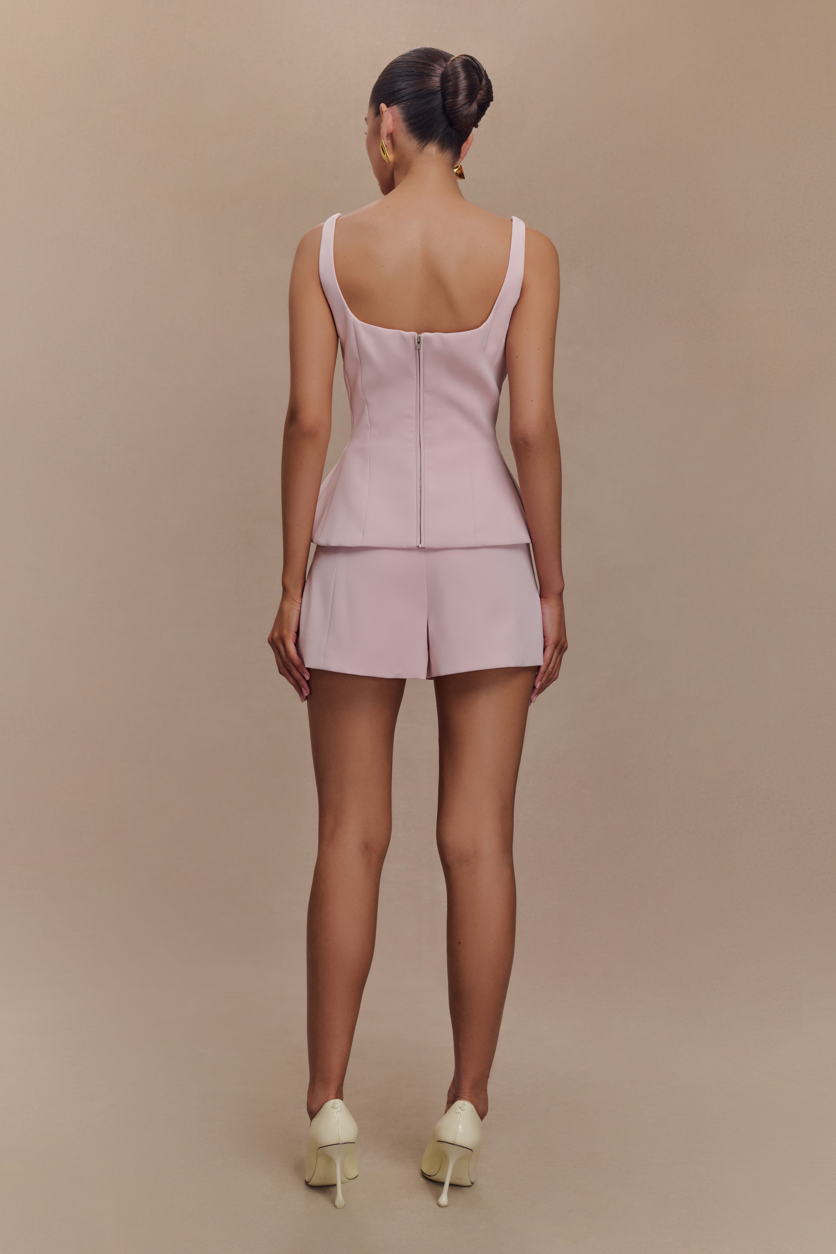 Levauro Korrie Suit Peplum Üst - Pudra Pembesi