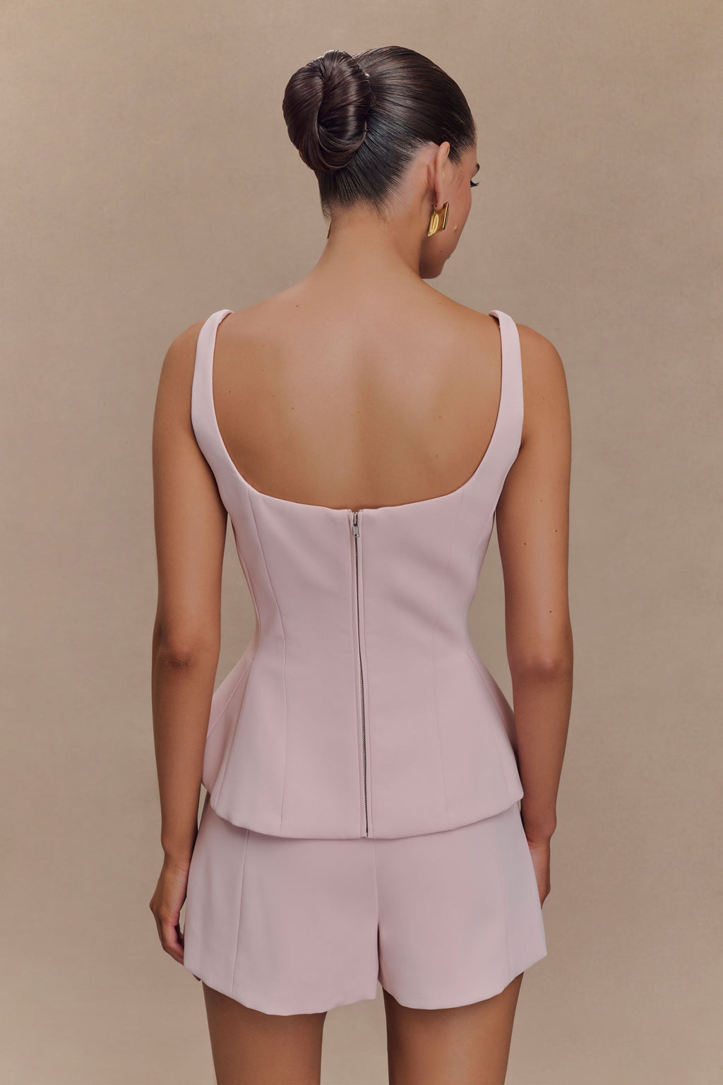 Levauro Korrie Suit Peplum Üst - Pudra Pembesi