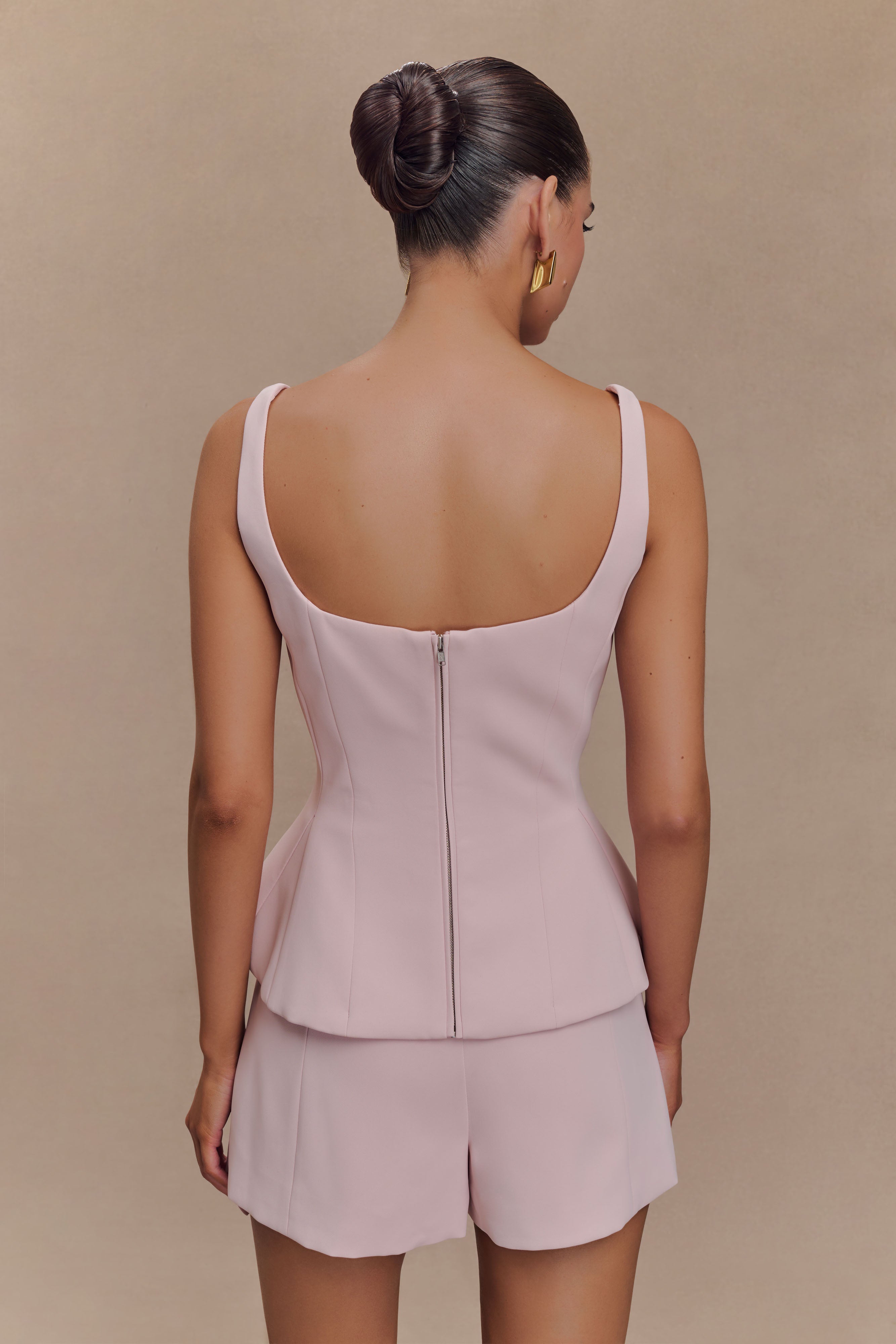 Levauro Korrie Suit Peplum Üst - Pudra Pembesi