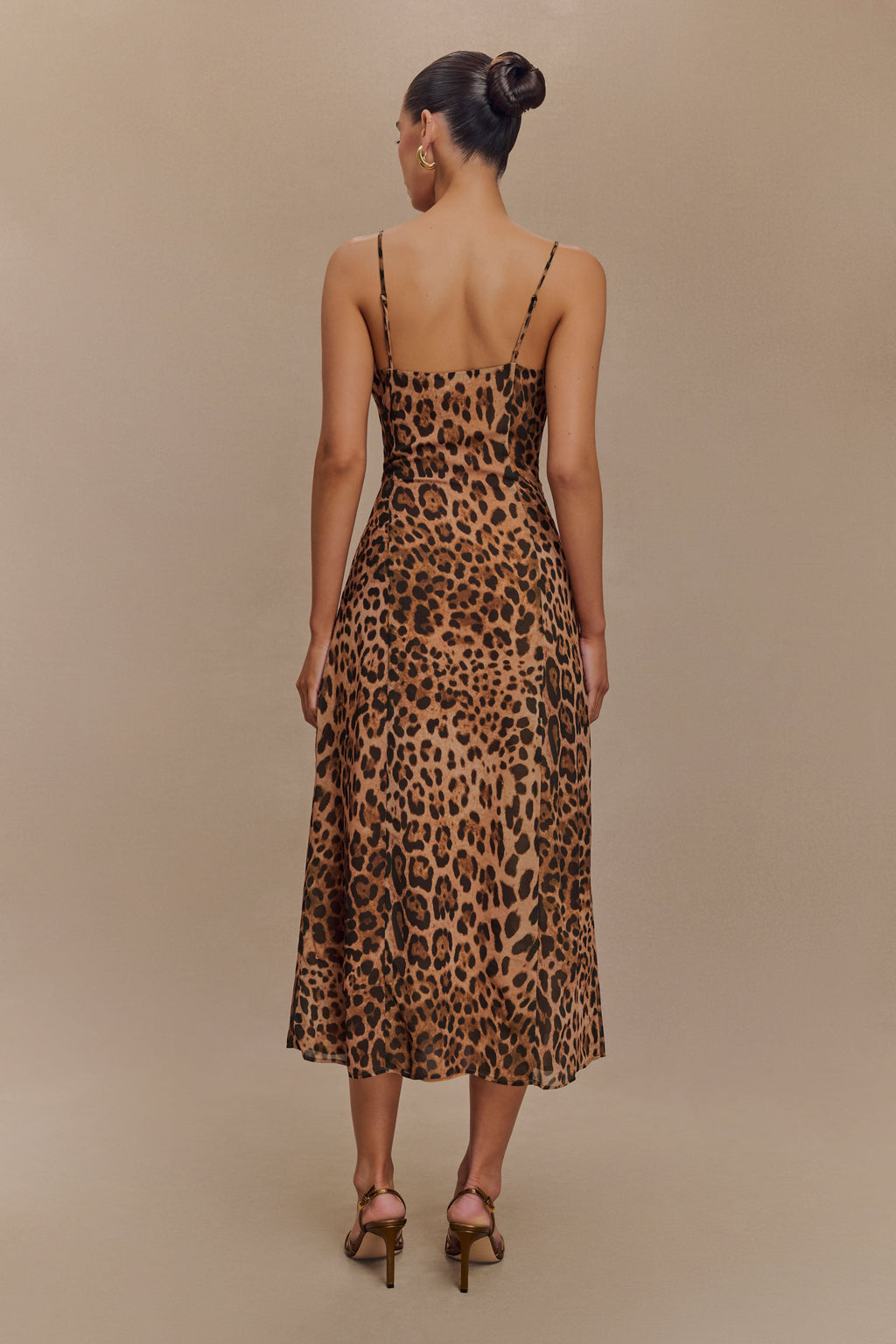 Levauro Leanne Şifon Midi Elbise - Leopar Desenli