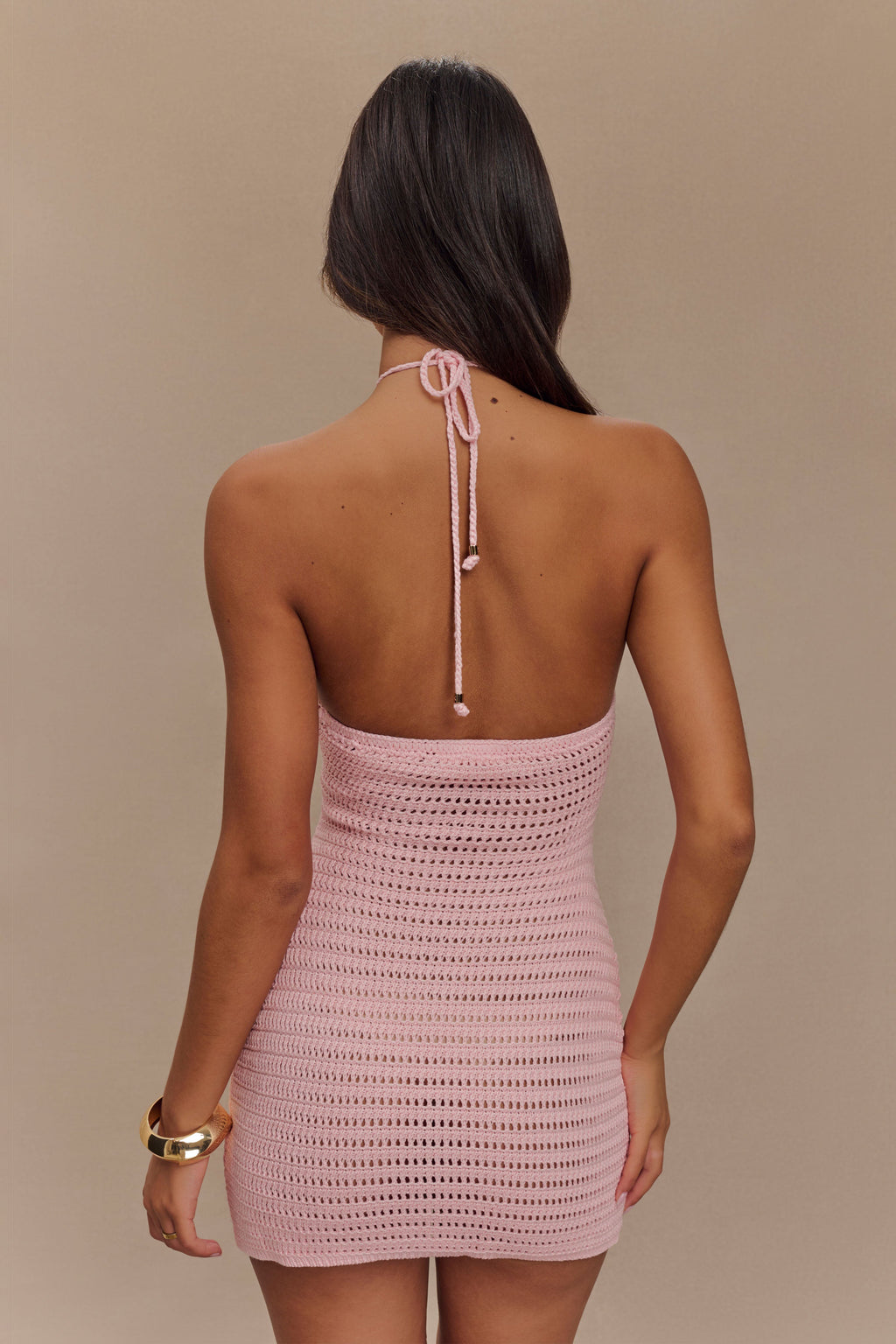 Levauro Kyla Çiçekli Tığ İşi Mini Elbise - Pembe