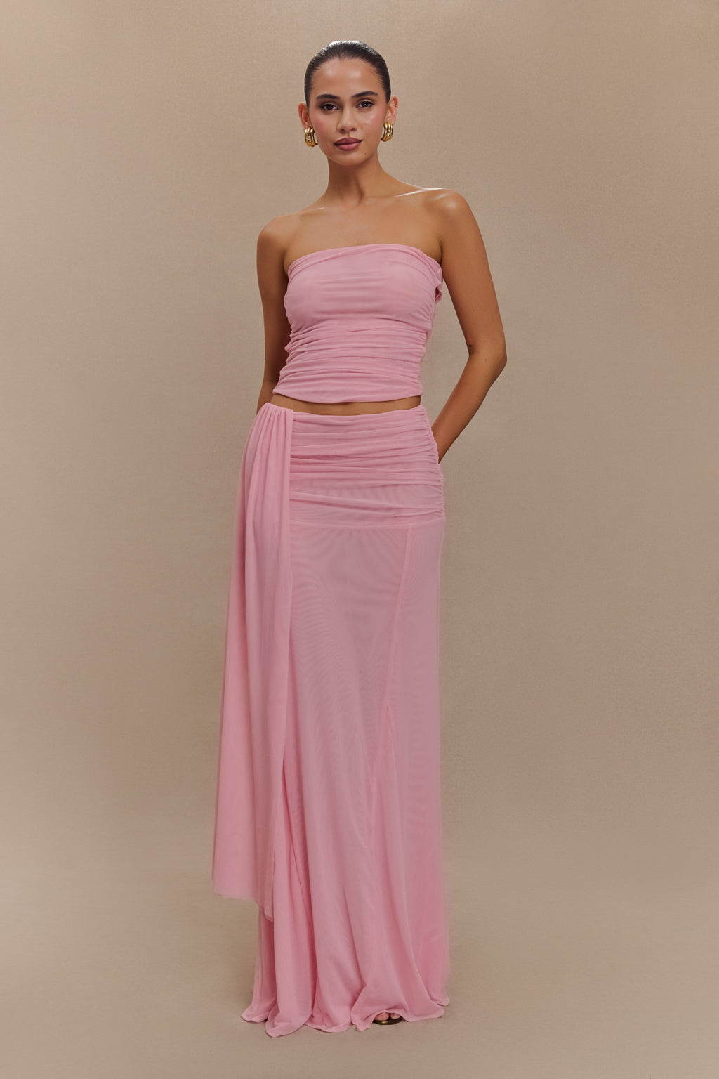 Levauro Brooklyn File Crop Top - Şeker Pembesi