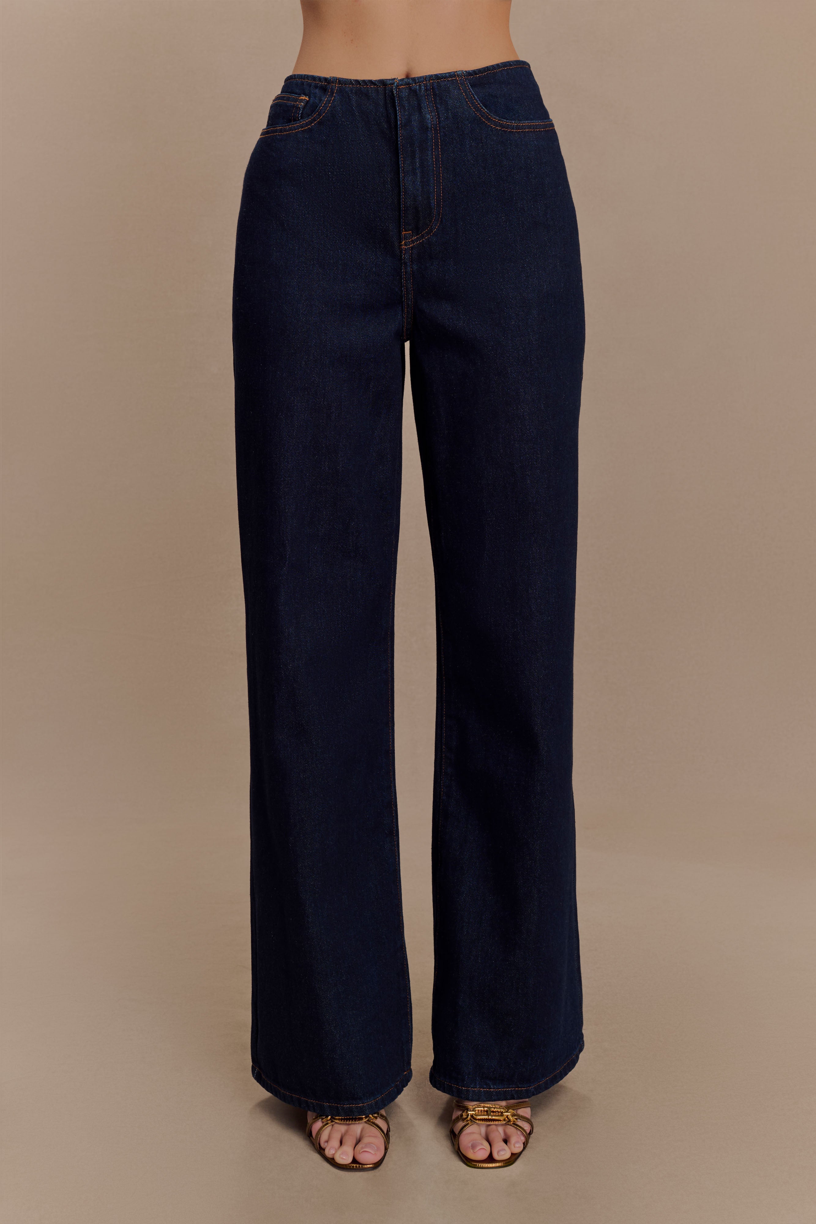 Levauro Caitlin Mid Bel Denim Flare Jeans - İndigo Mavi