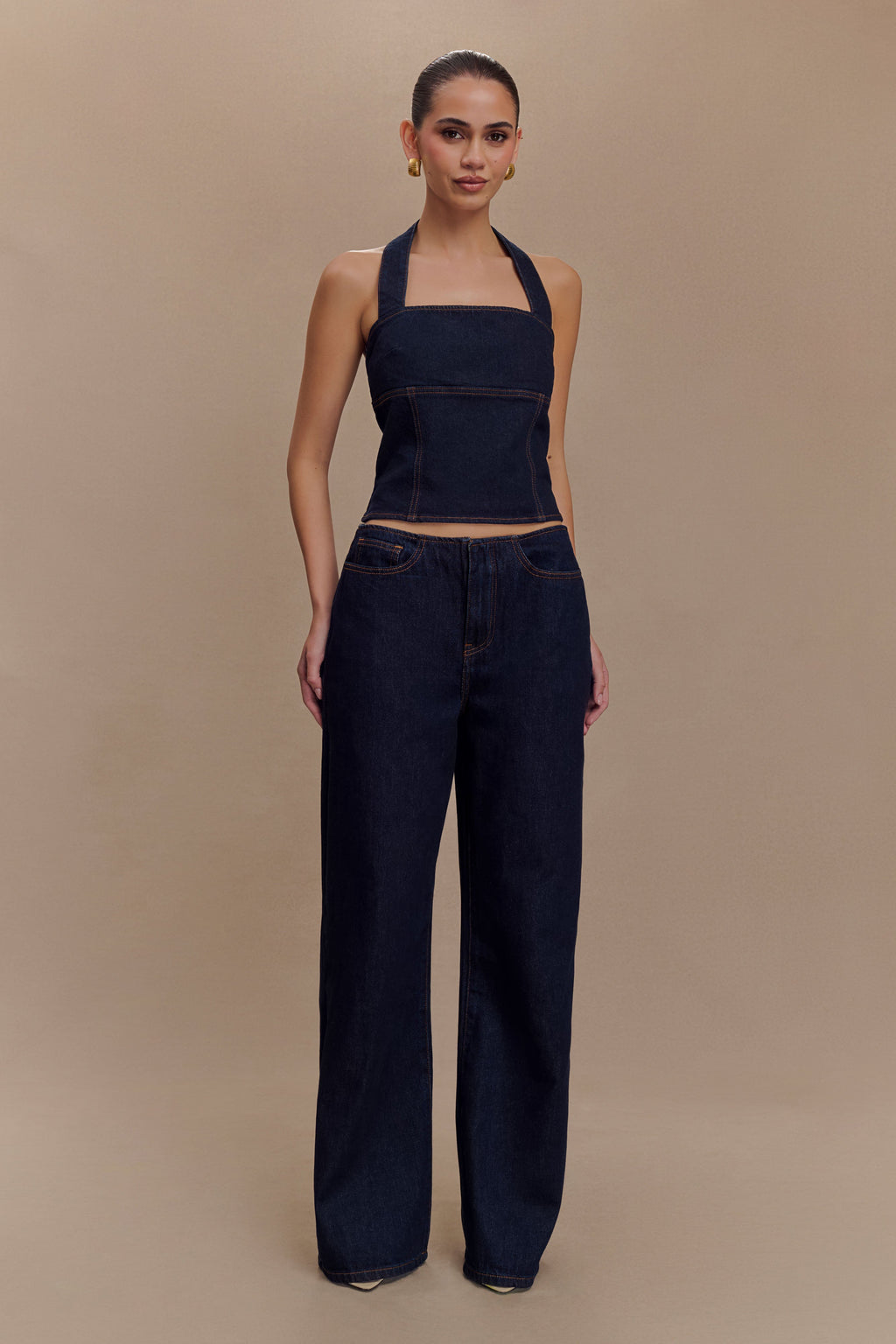 Levauro Caitlin Mid Bel Denim Flare Jeans - İndigo Mavi