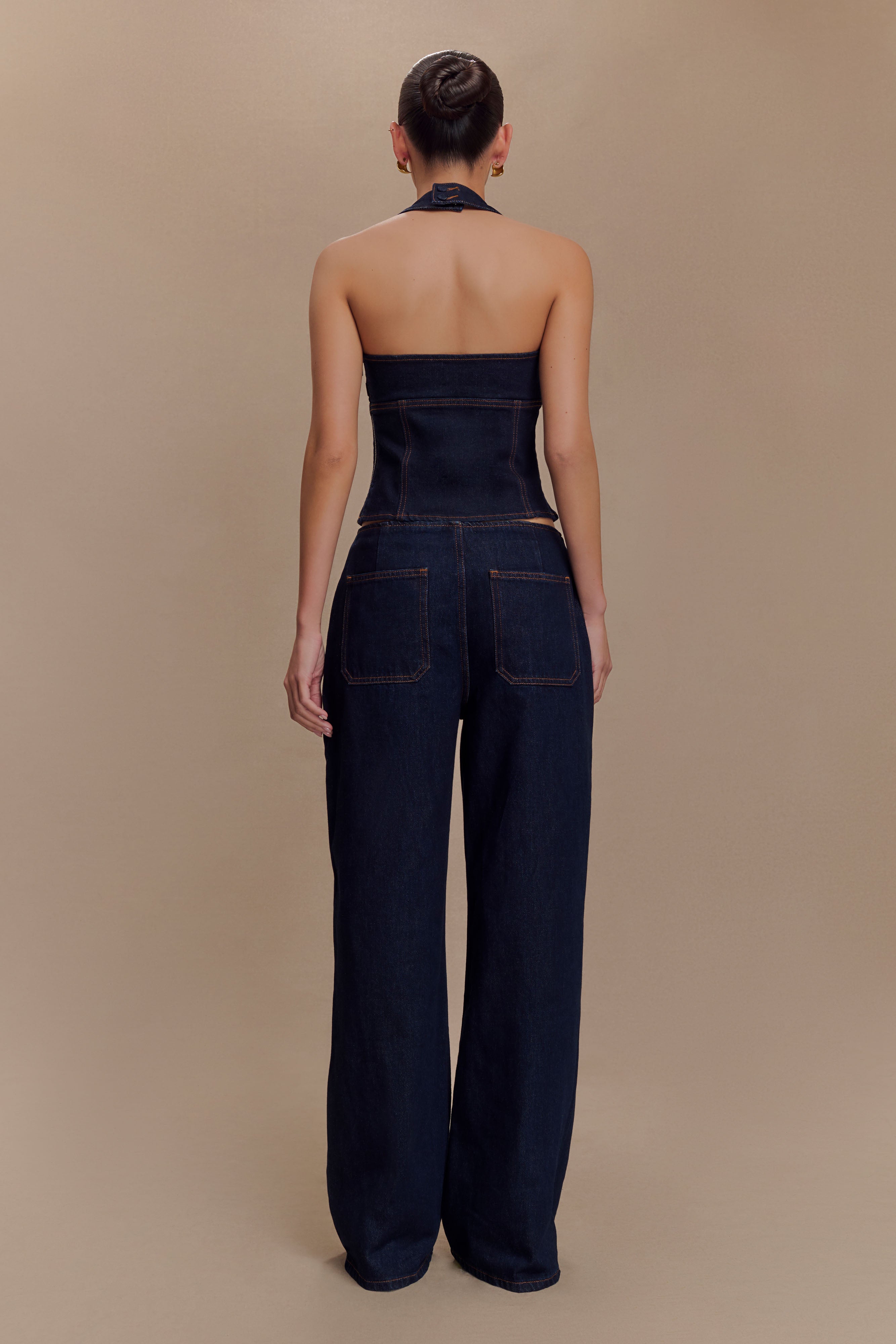Levauro Dayna Denim Boyundan Bağlamalı Üst - İndigo Mavi