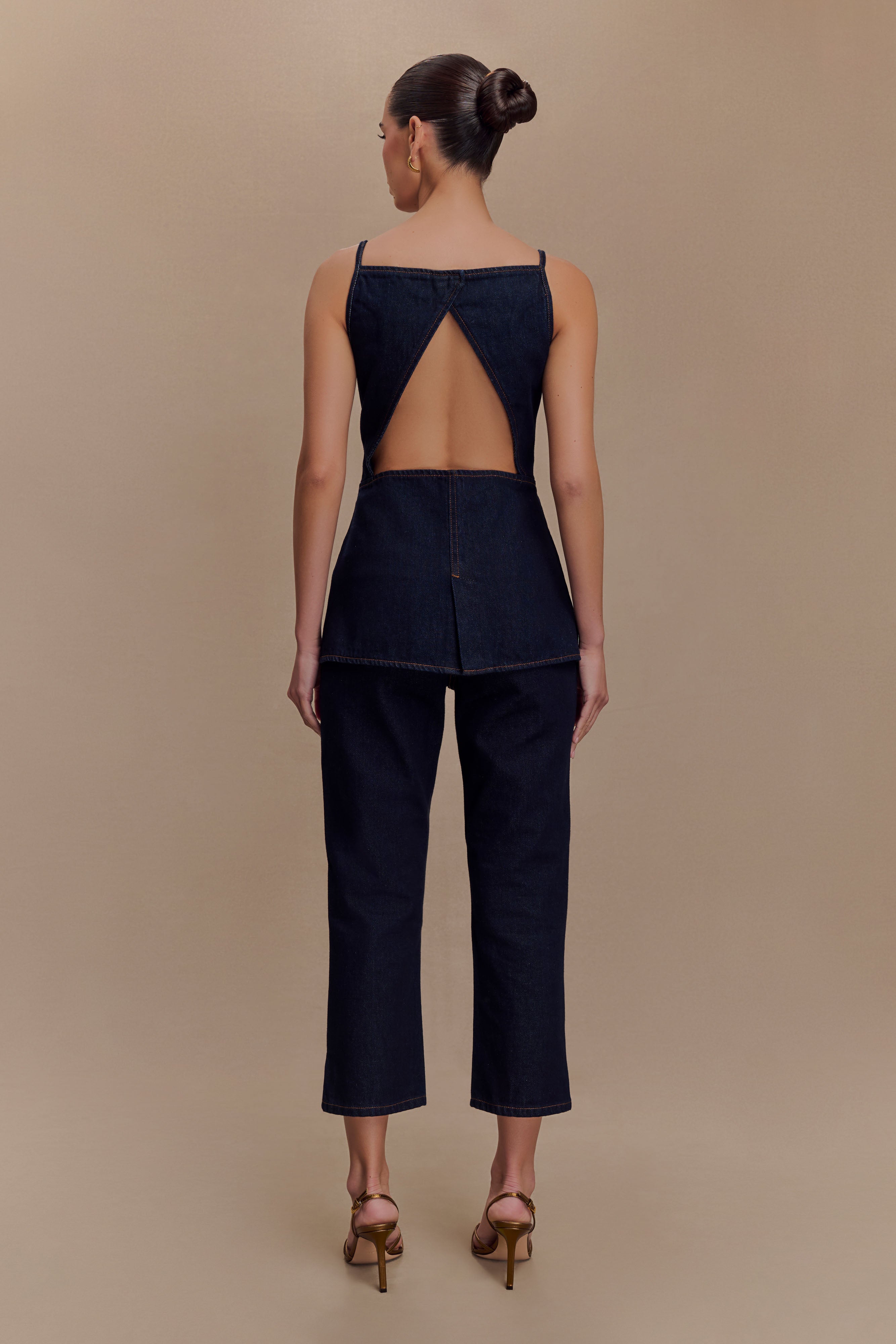 Levauro Ashton Kolsuz Düğmeli Denim Üst - İndigo Mavi