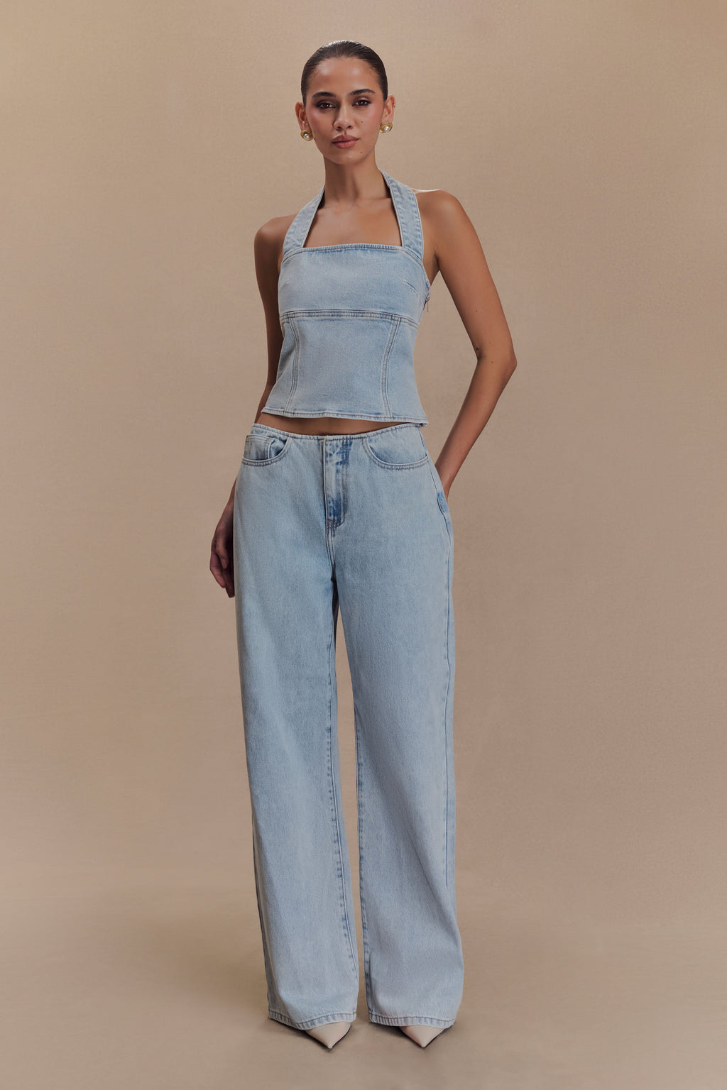 Levauro Caitlin Mid Bel Denim Flare Jeans - Açık Mavi