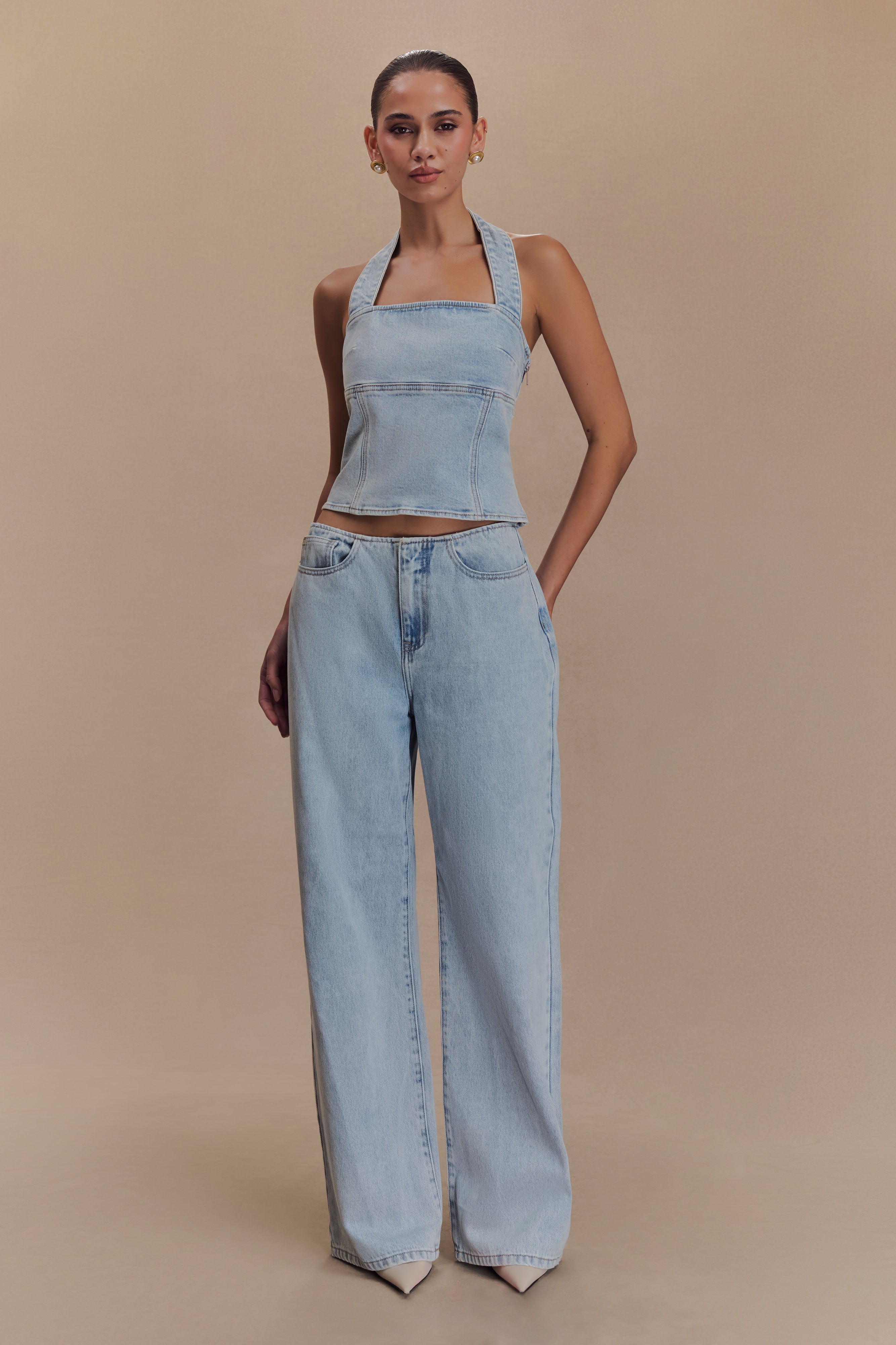 Levauro Caitlin Mid Bel Denim Flare Jeans - Açık Mavi