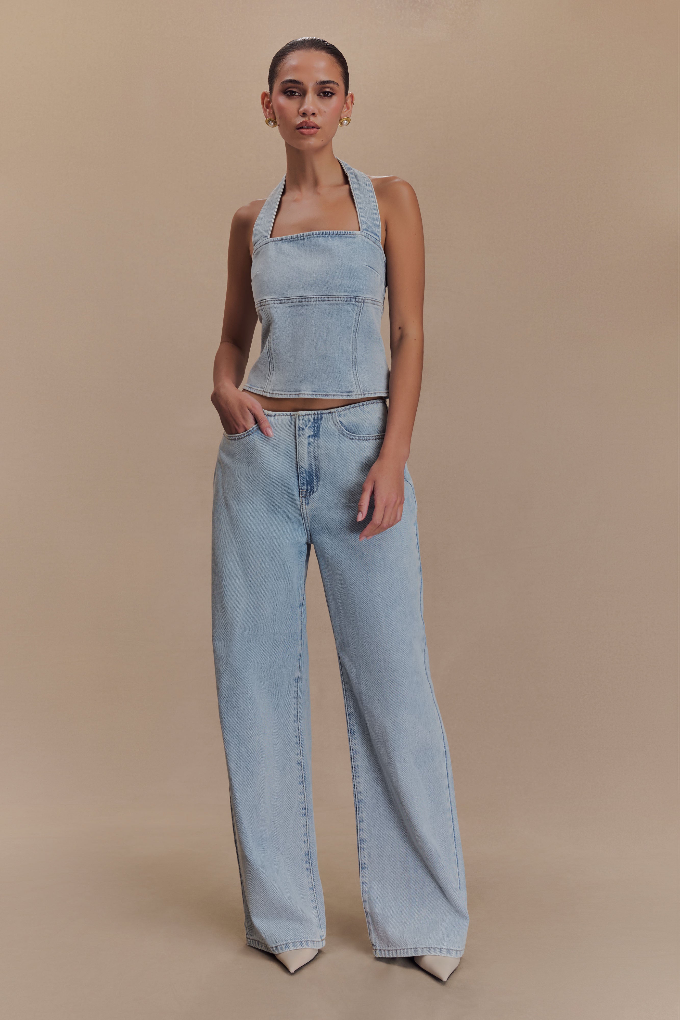 Levauro Caitlin Mid Bel Denim Flare Jeans - Açık Mavi