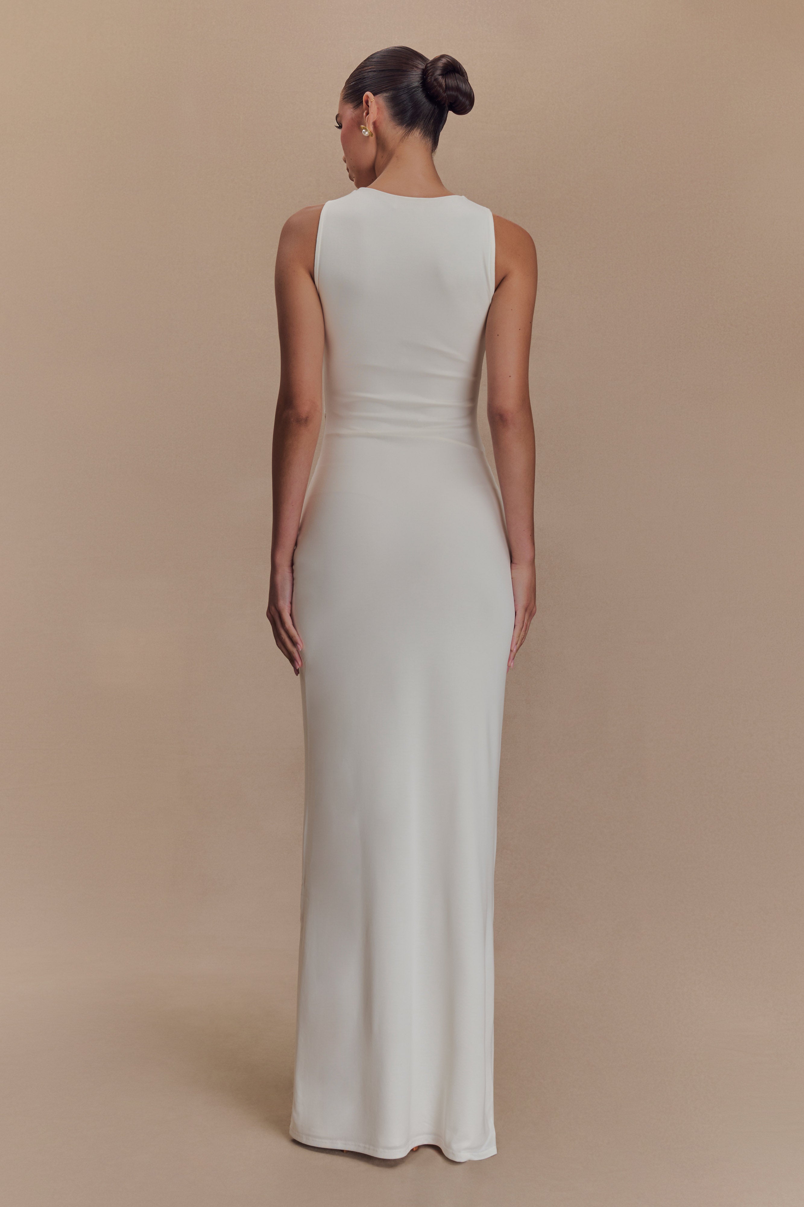 Levauro Kassidy Şeftali Jersey Maxi Elbise - Fildişi