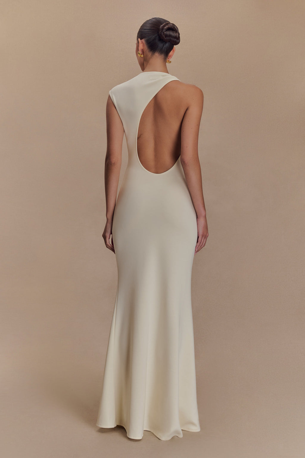 Levauro Katerina Scuba Jersey Cut Out Maxi Elbise - Fildişi