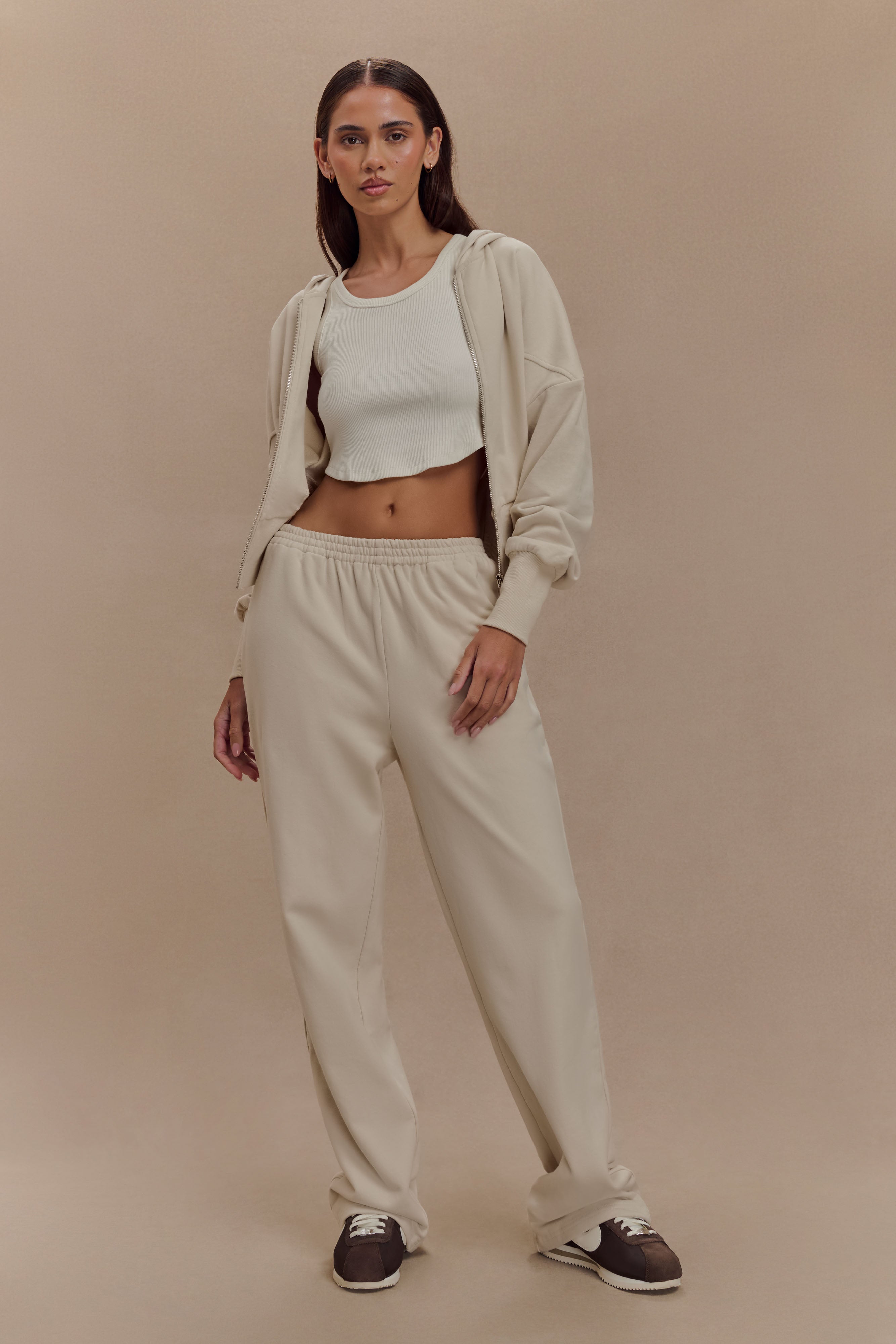 Levauro Blake Düz Bacak Jogger Pantolon - Taş