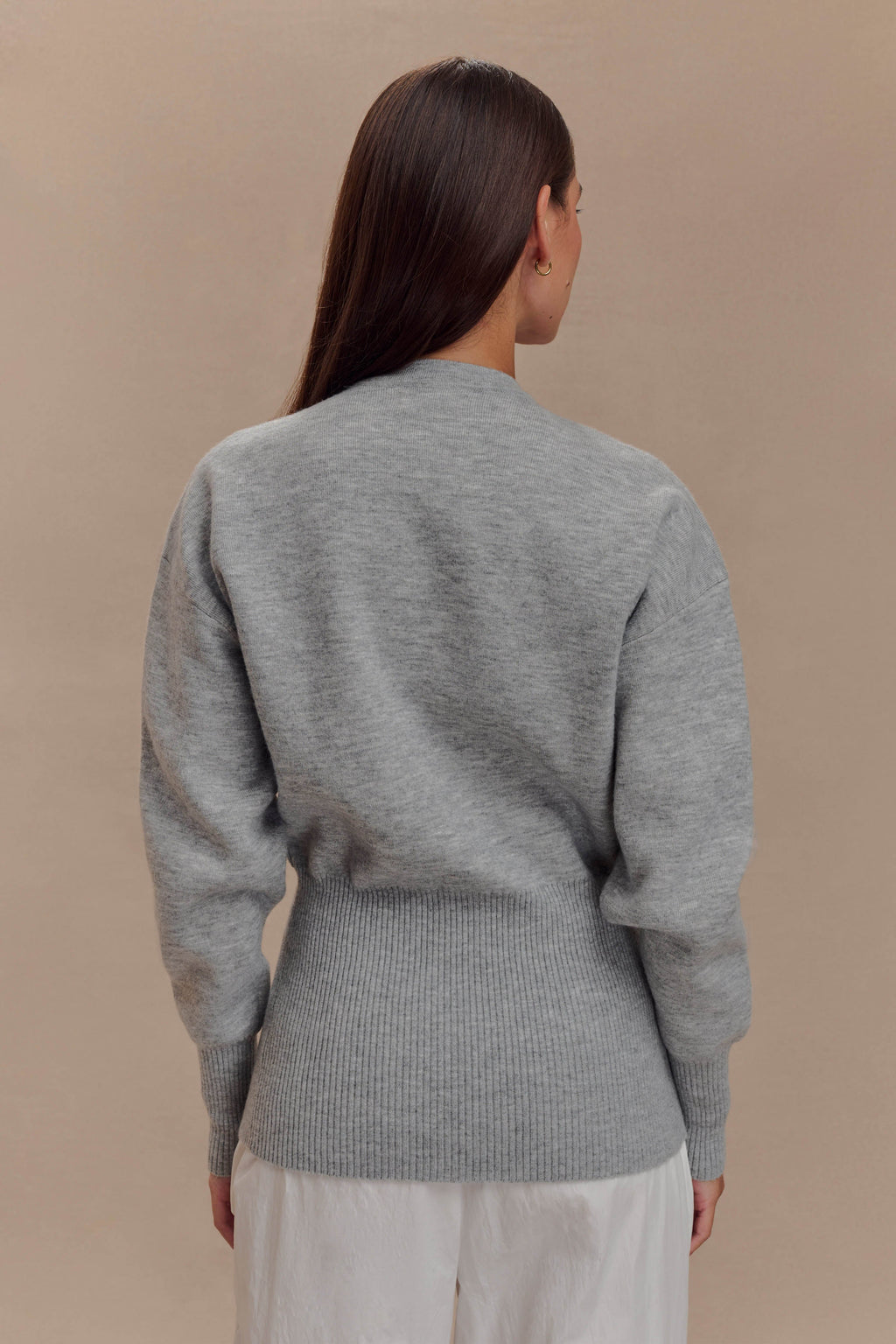 Levauro Alexia Düğmeli Oversize Hırka - Gri Marle