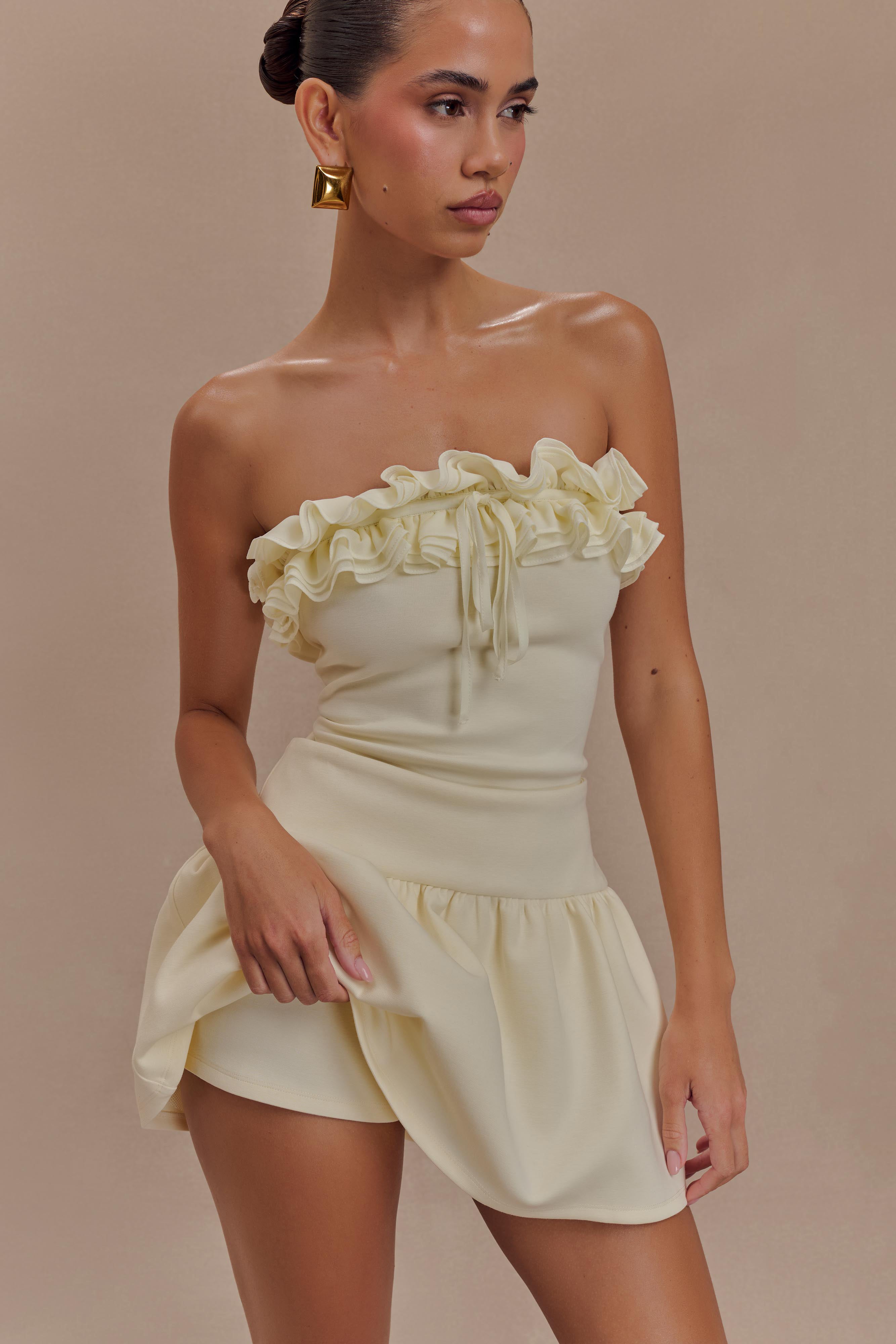 Levauro Jennie Frill Mini Şort - Fildişi