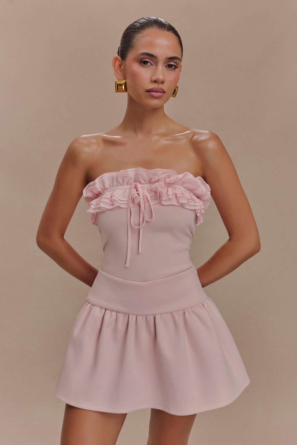 Levauro  Jennie Frill Mini Şort - Bale Pembesi