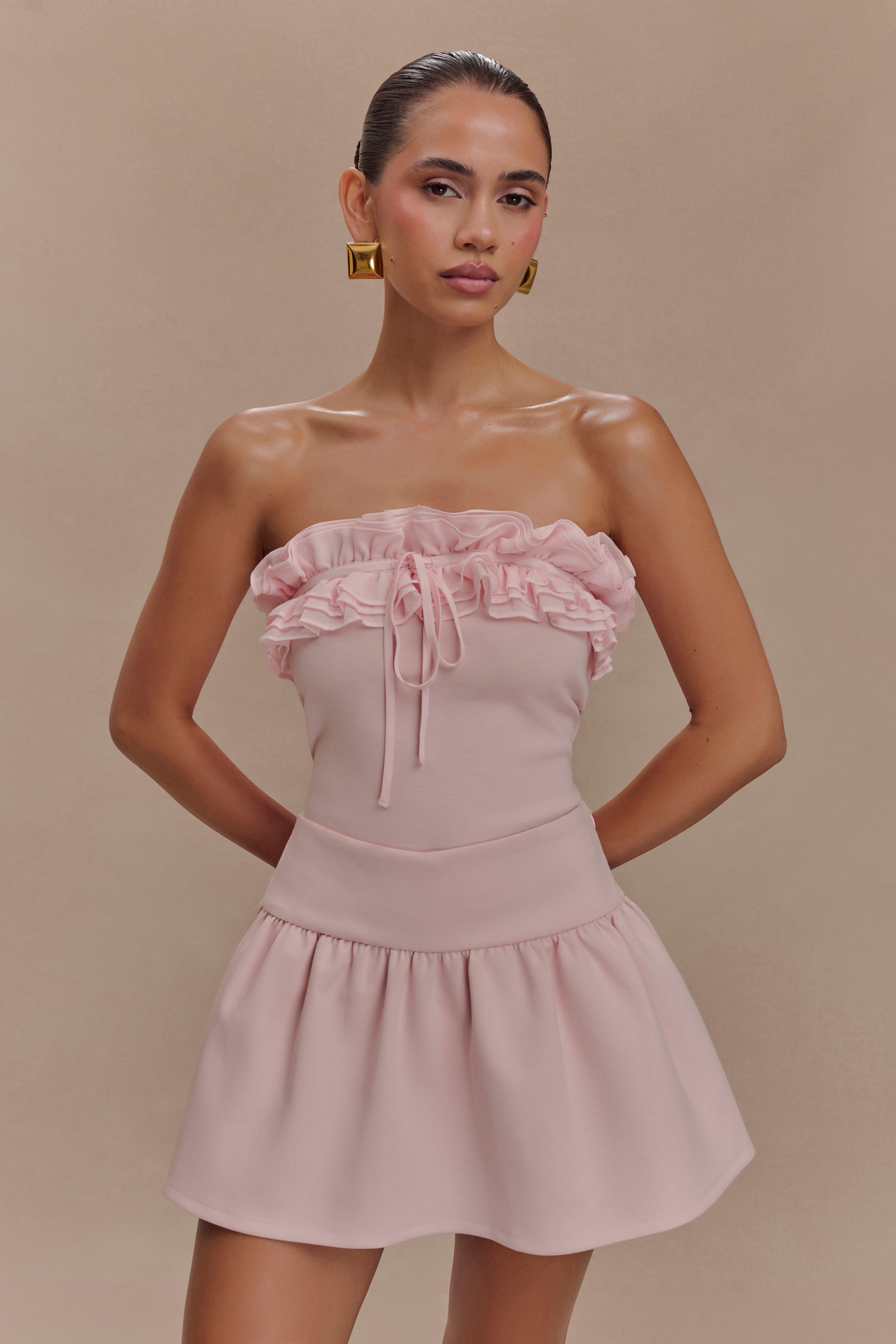 Levauro  Jennie Frill Mini Şort - Bale Pembesi