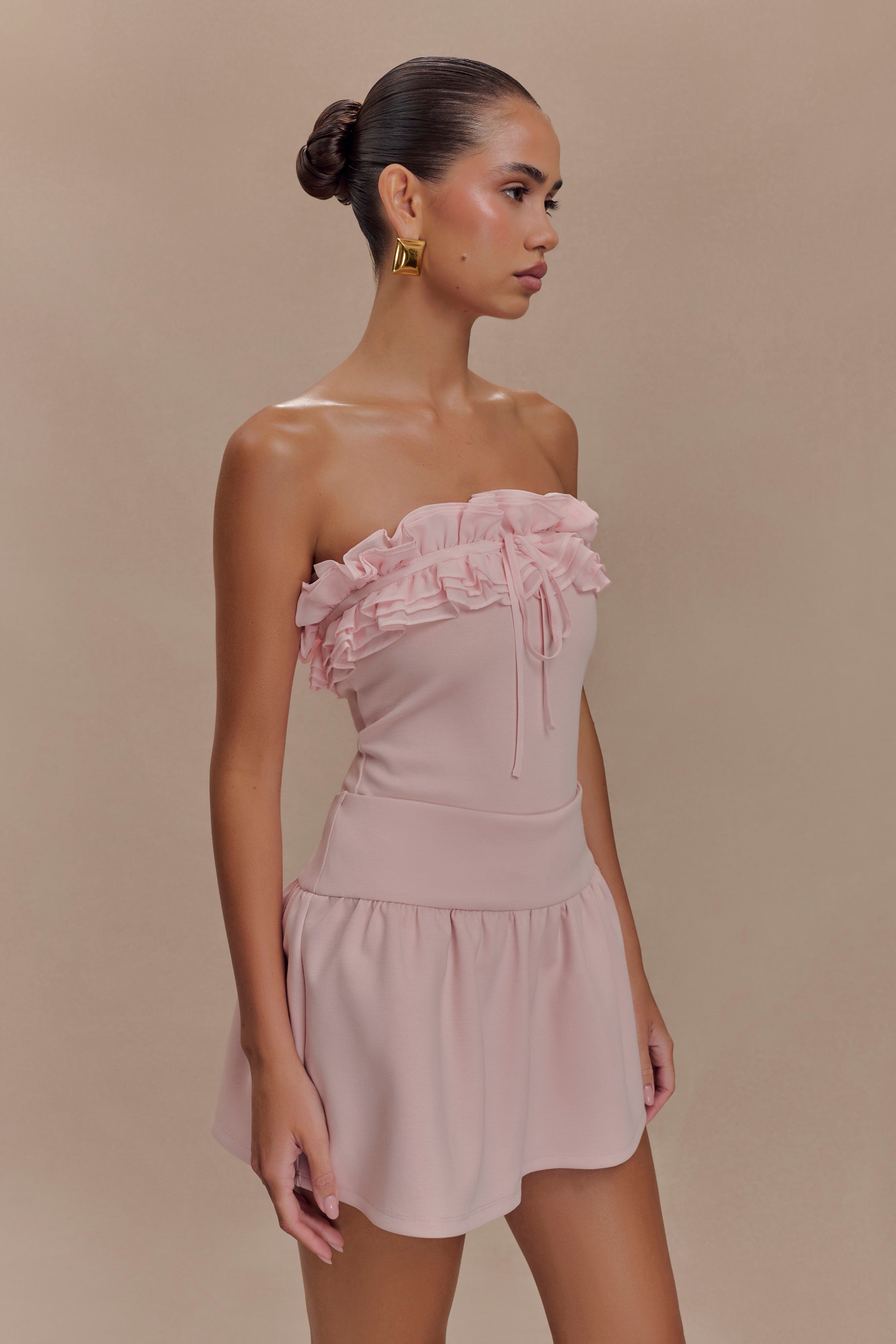 Levauro  Jennie Frill Mini Şort - Bale Pembesi