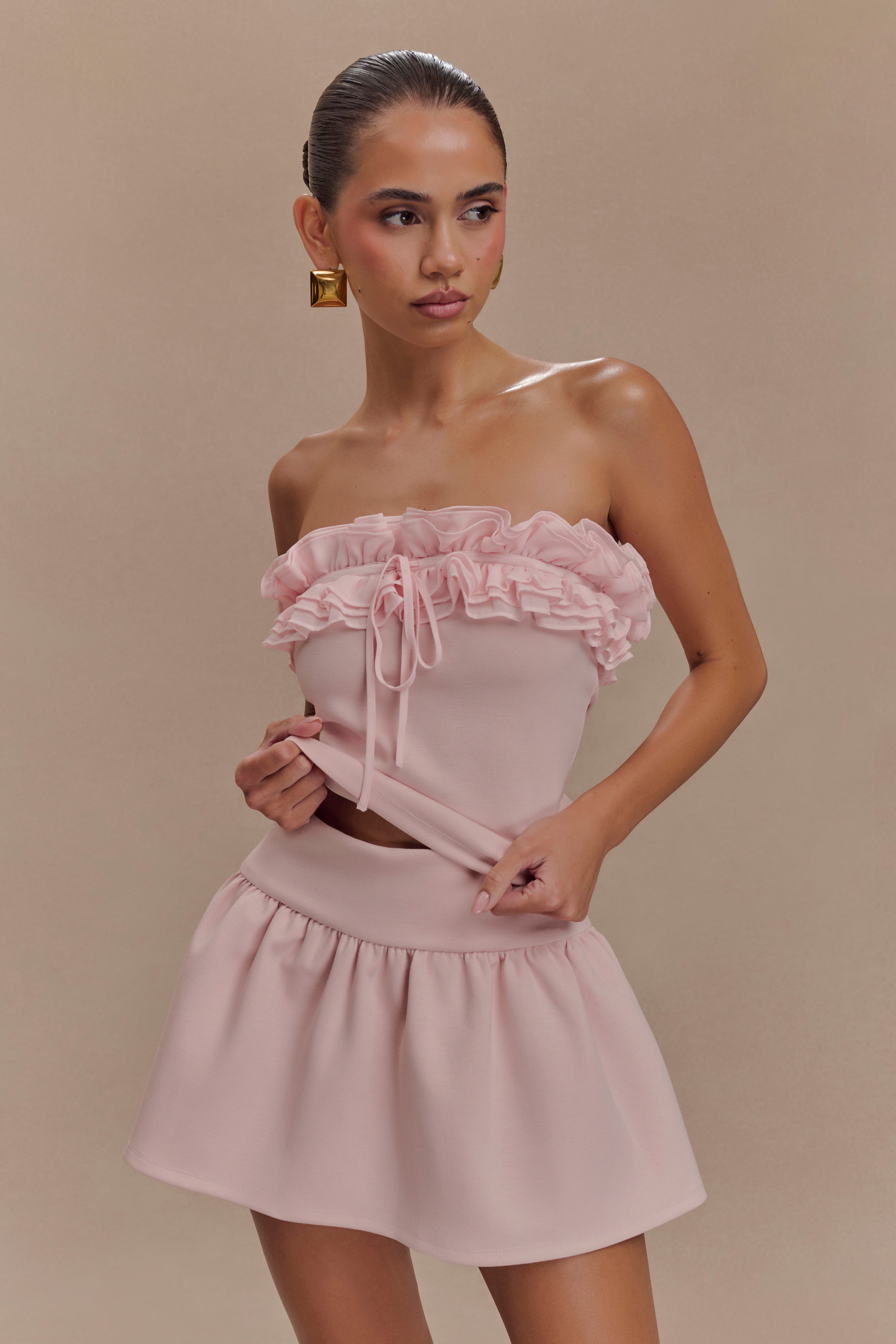 Levauro  Jennie Frill Mini Şort - Bale Pembesi