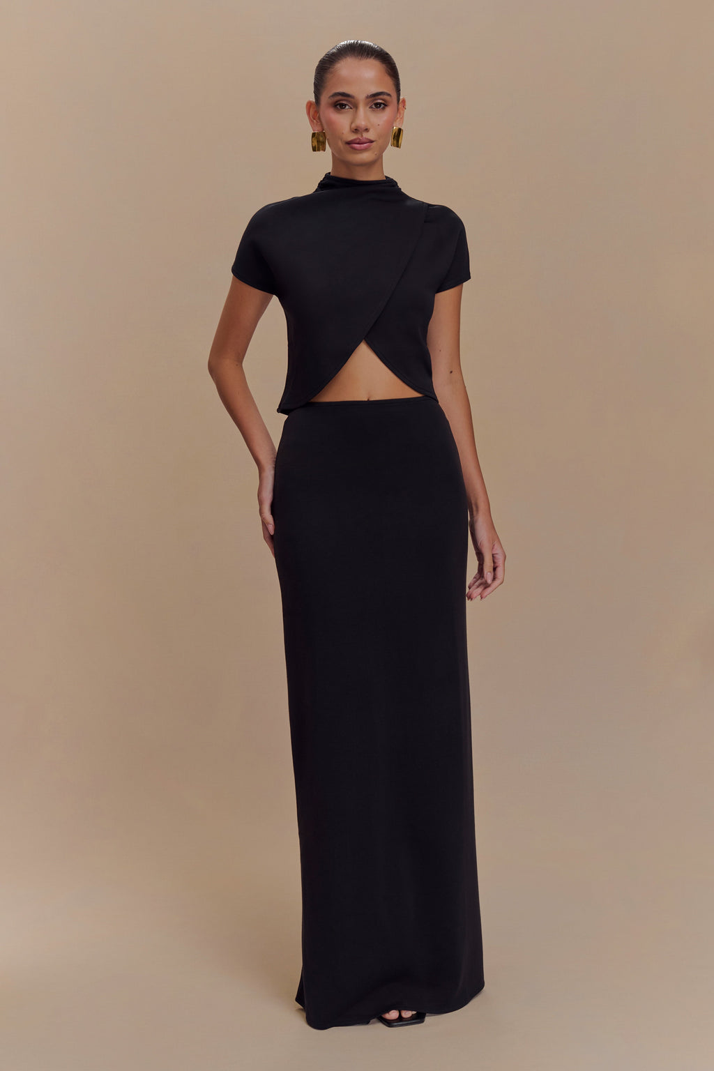 Levauro  Eris Scuba Jersey Maxi Etek - Siyah